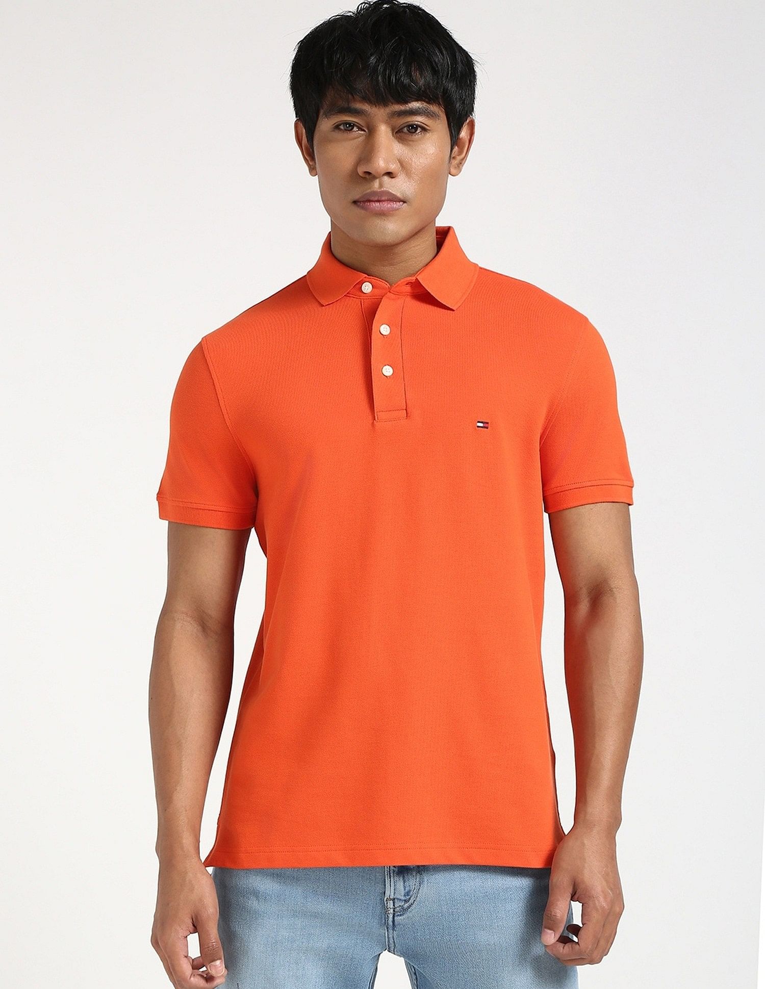 Tommy Hilfiger Solid Slim-Fit Cotton Polo Shirt