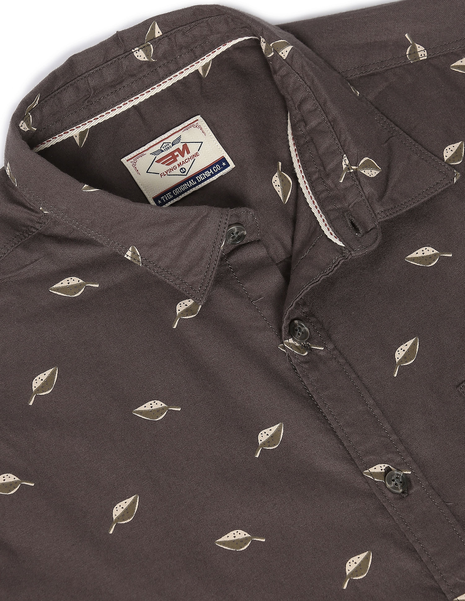 Flying Machine Spread Collar Geometric Print Shirt