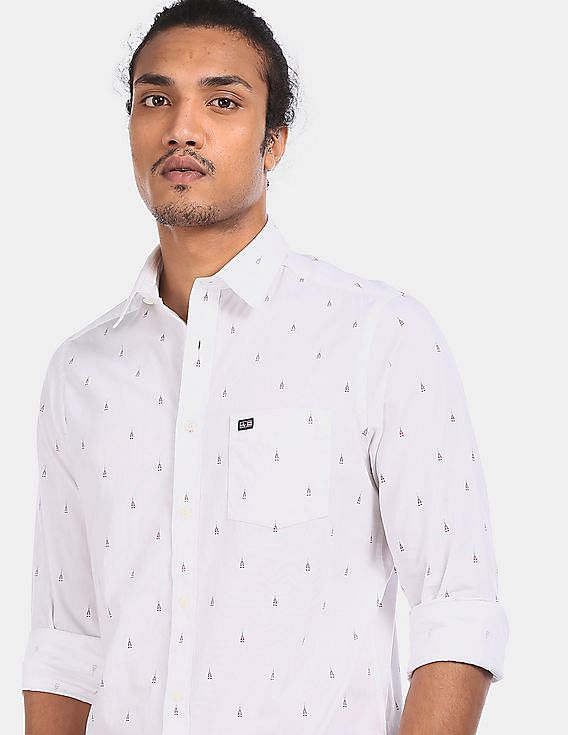 Buy Arrow Spread Collar Printed Formal Shirt - NNNOW.com