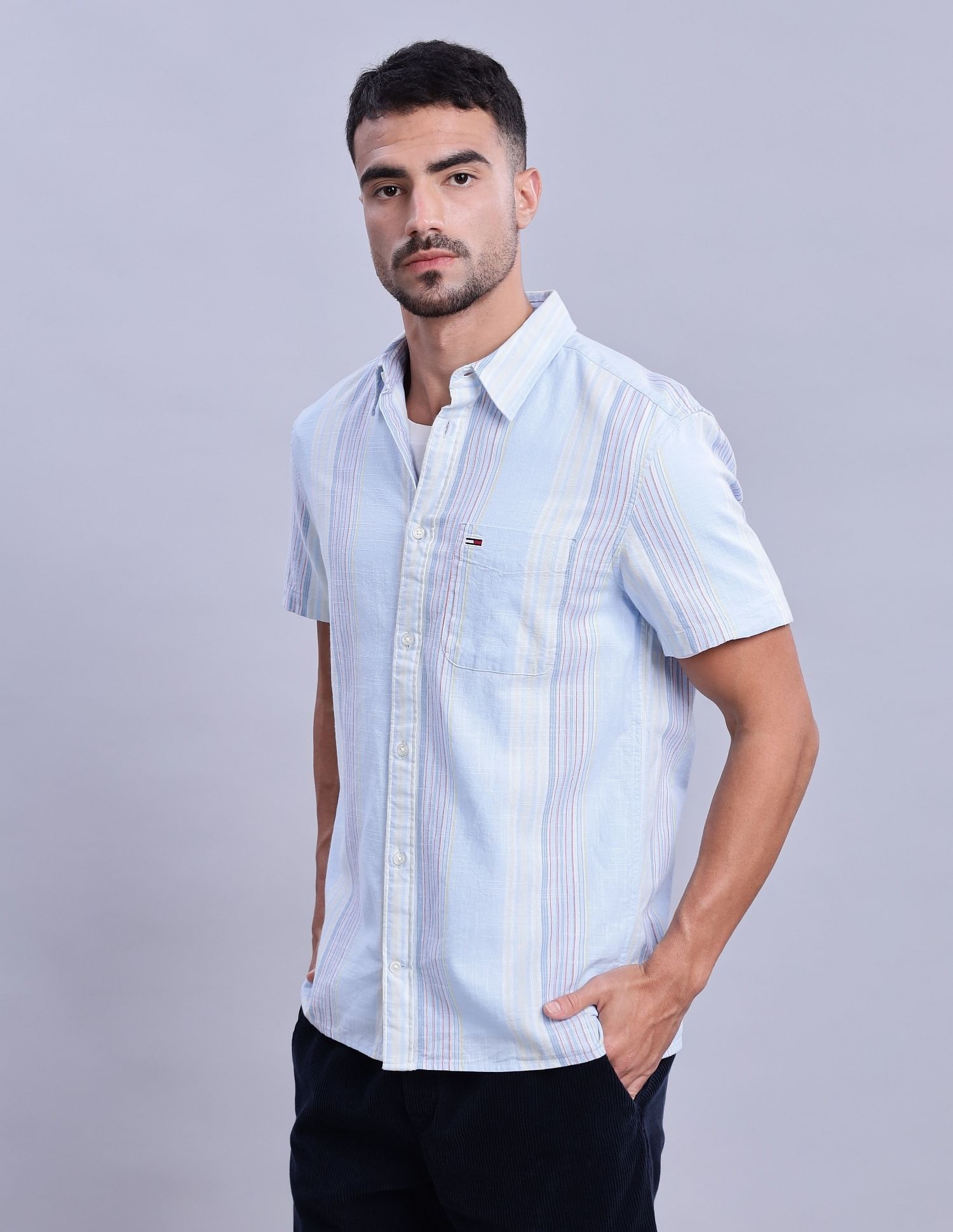 Tommy Hilfiger Striped Regular-Fit Woven Shirts