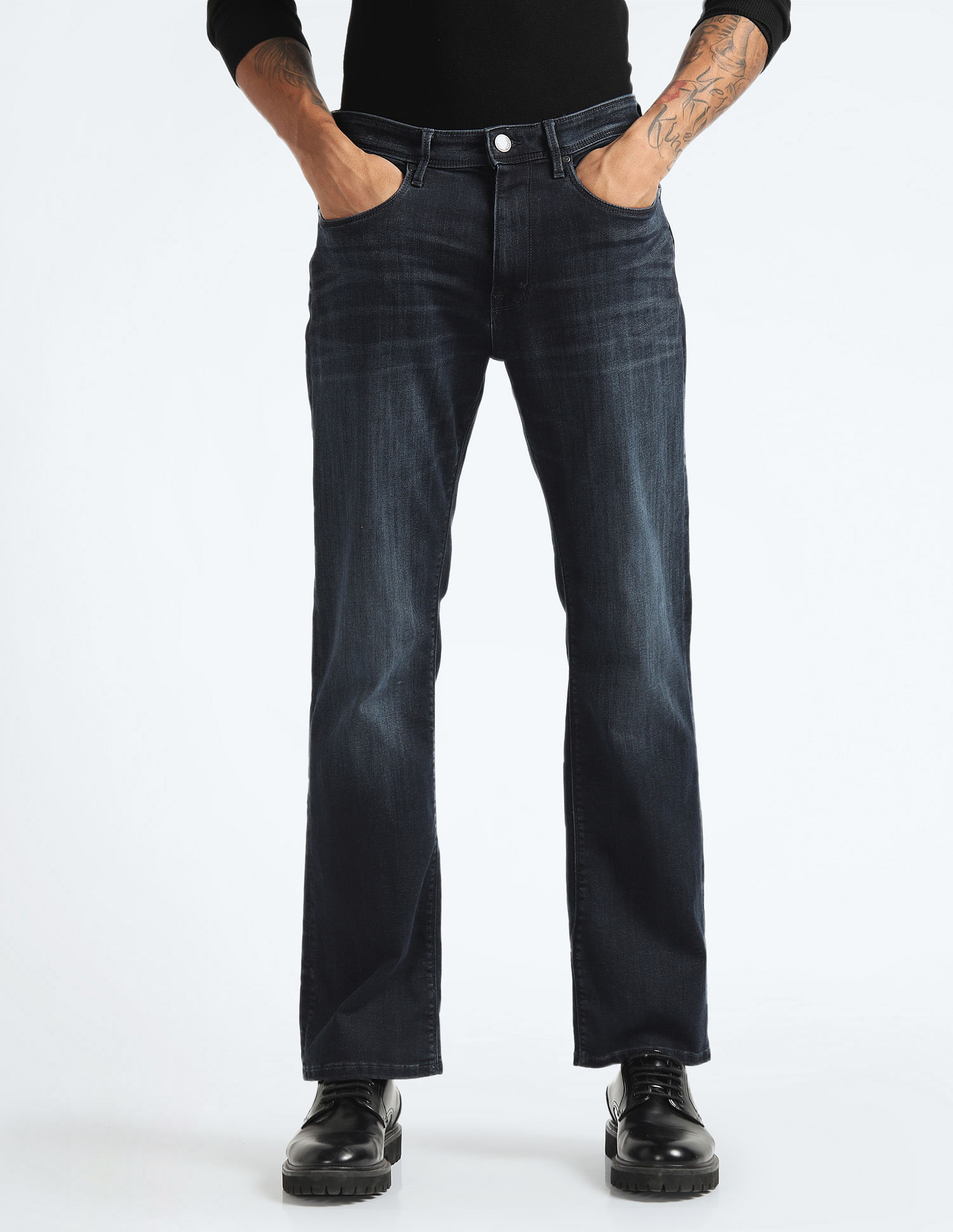 Flying Machine Stone Wash Bootcut Jeans
