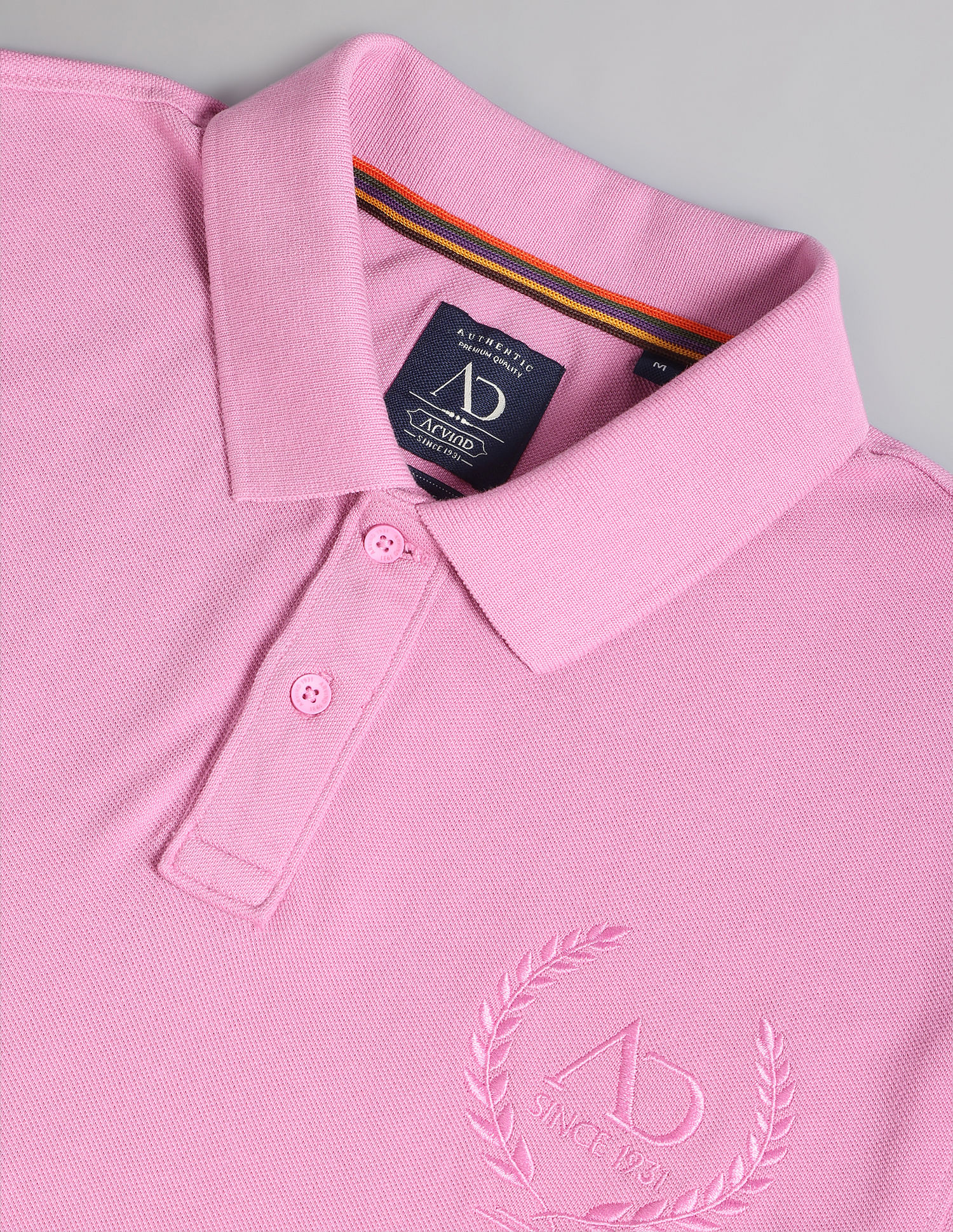 AD by Arvind Embroidered Logo Cotton Polo Shirt