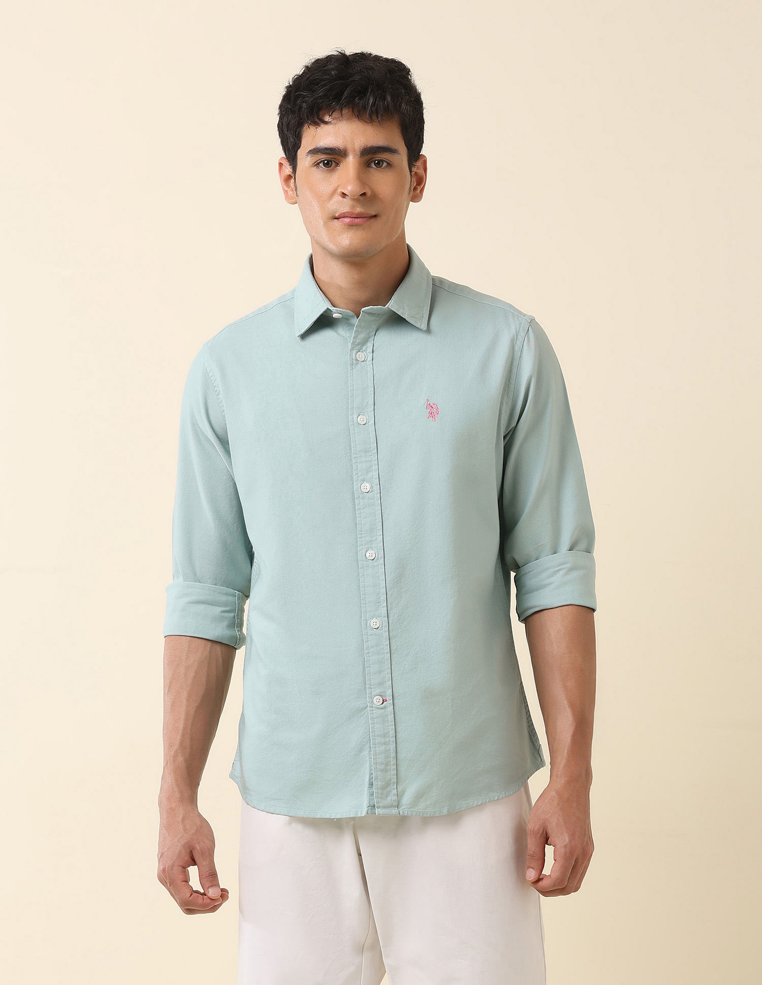U.S. Polo Assn. Tailored Fit Solid Pure Cotton Shirt