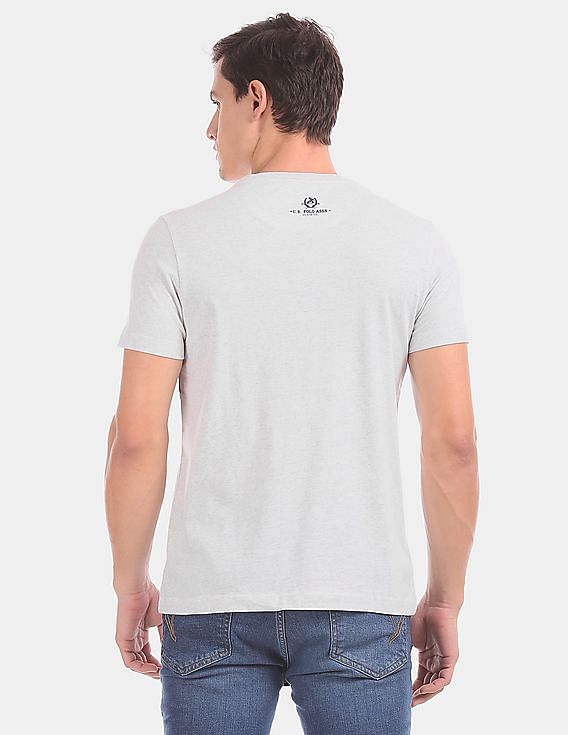 U.S. Polo Assn. Denim Co. Grey Cut And Sew Panel Brand Print T-Shirt