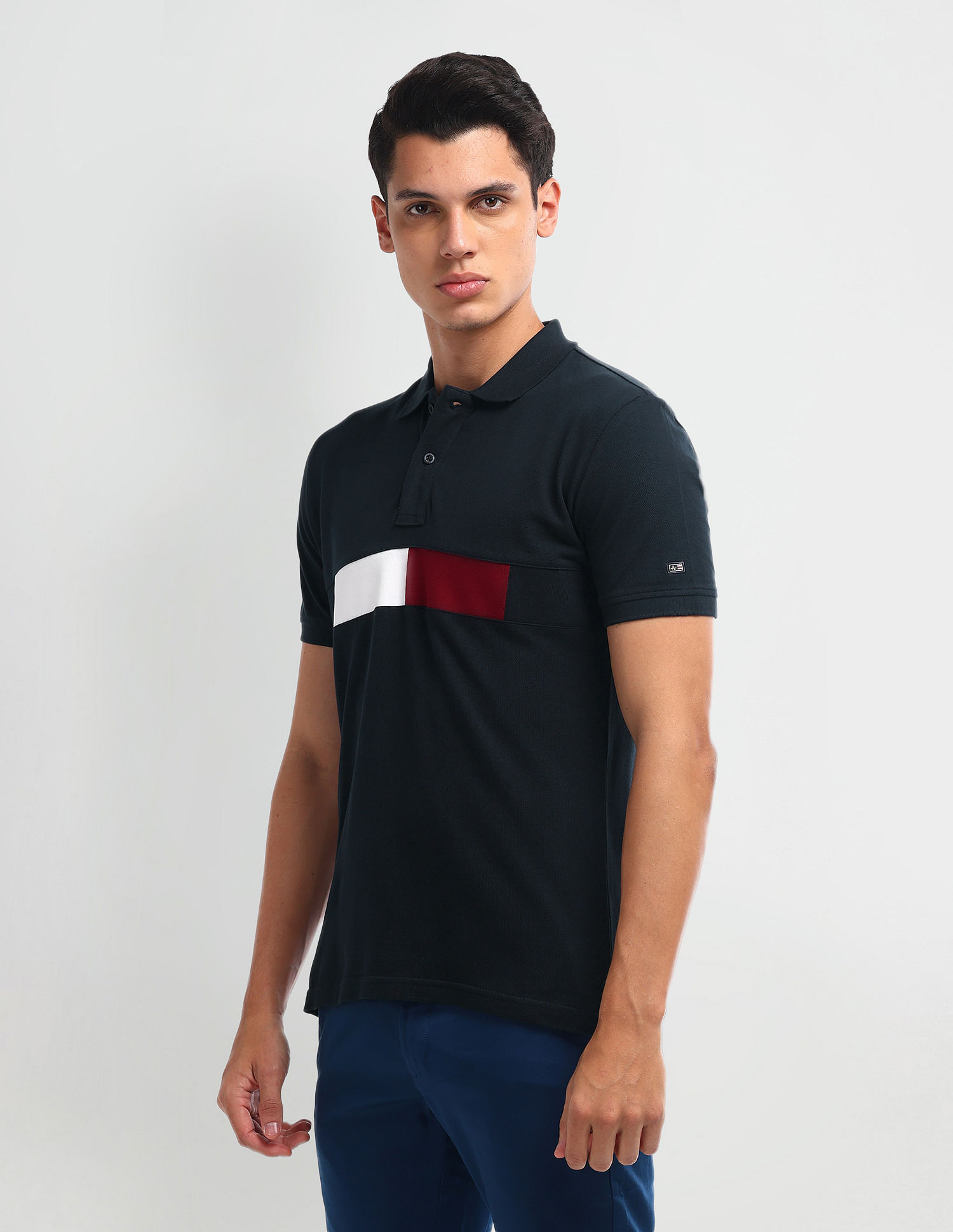 Arrow Sport Colour Block Cotton Polo Shirt