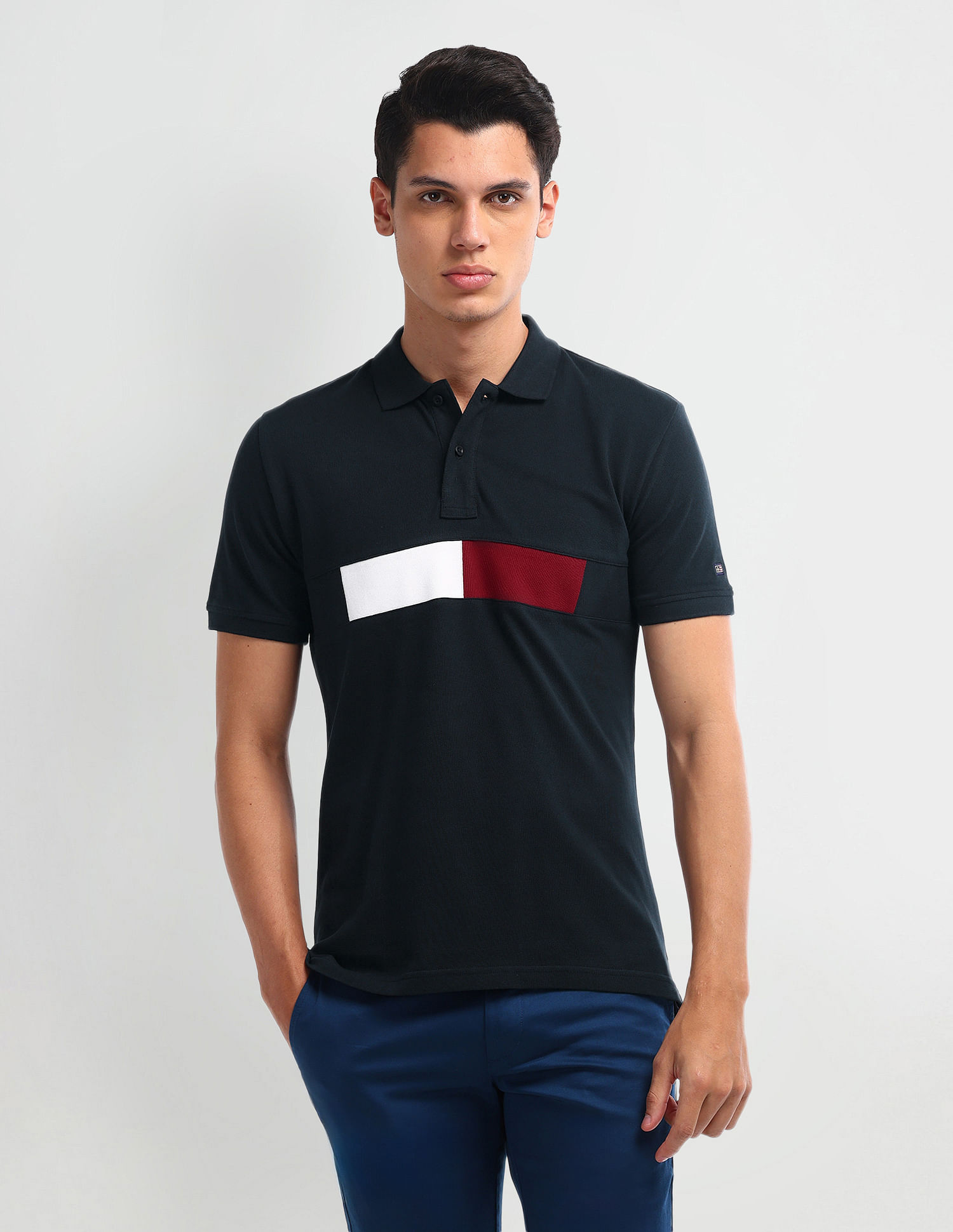 Arrow Sport Colour Block Cotton Polo Shirt