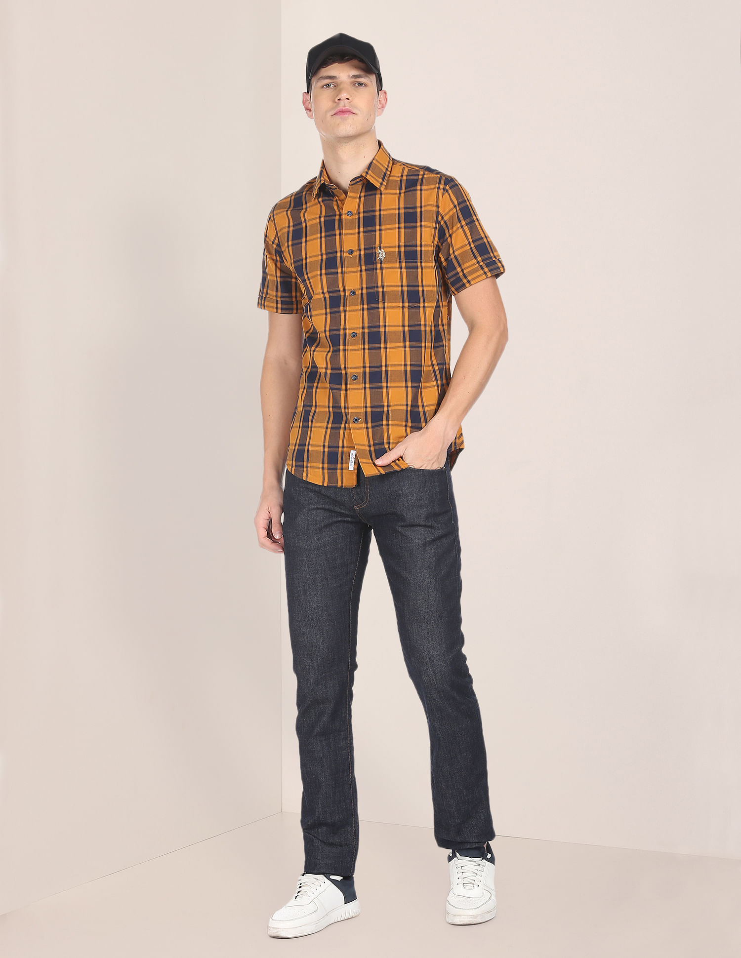 U.S. Polo Assn. Spread Collar Check Casual Shirt