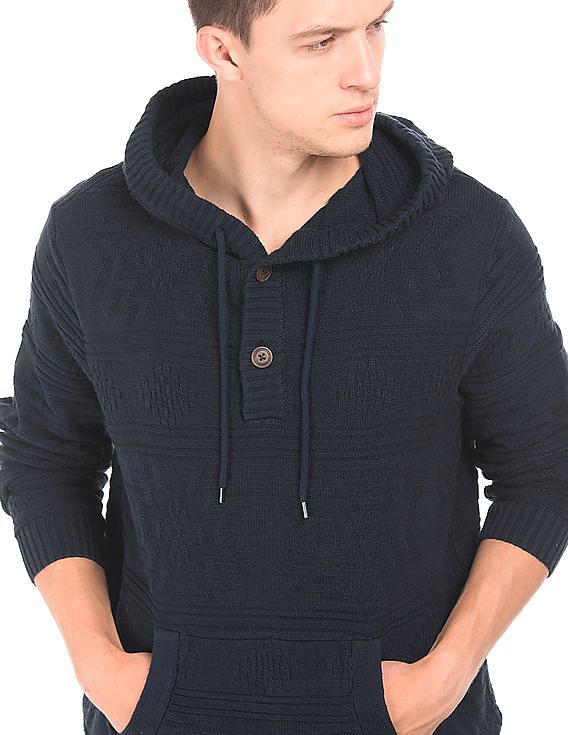 Aeropostale Patterned Knit Hooded Sweater