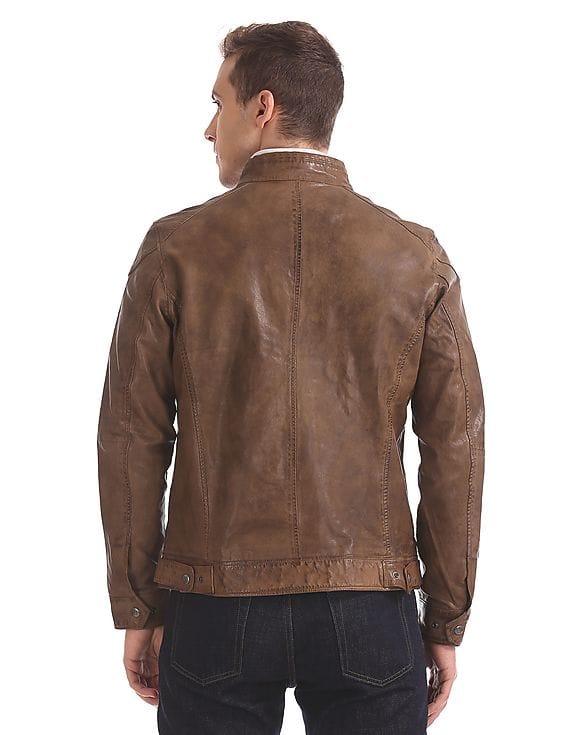 Buy Men Leather Biker Jacket online at NNNOW.com