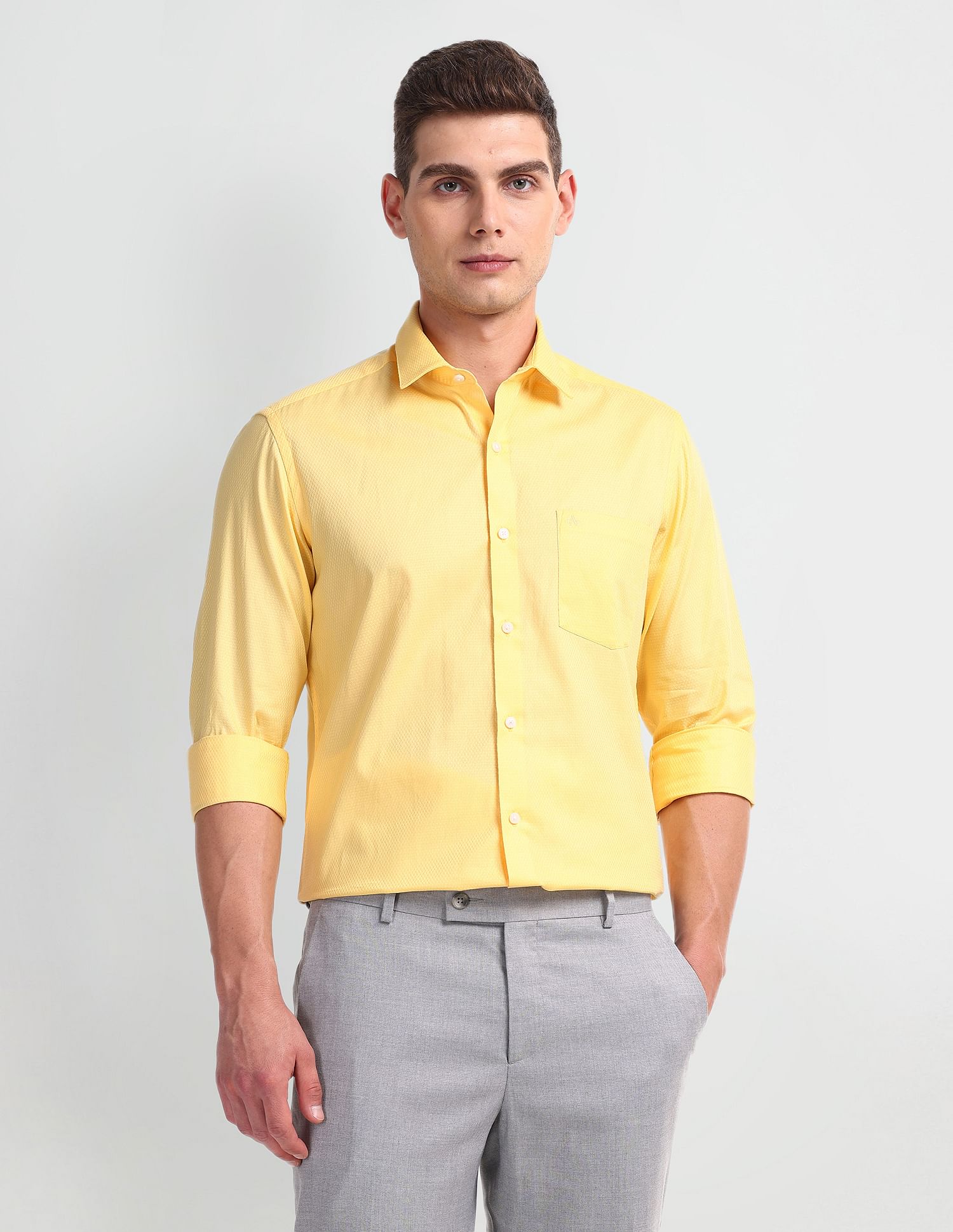 Arrow Cutaway Collar Self Design Shirt