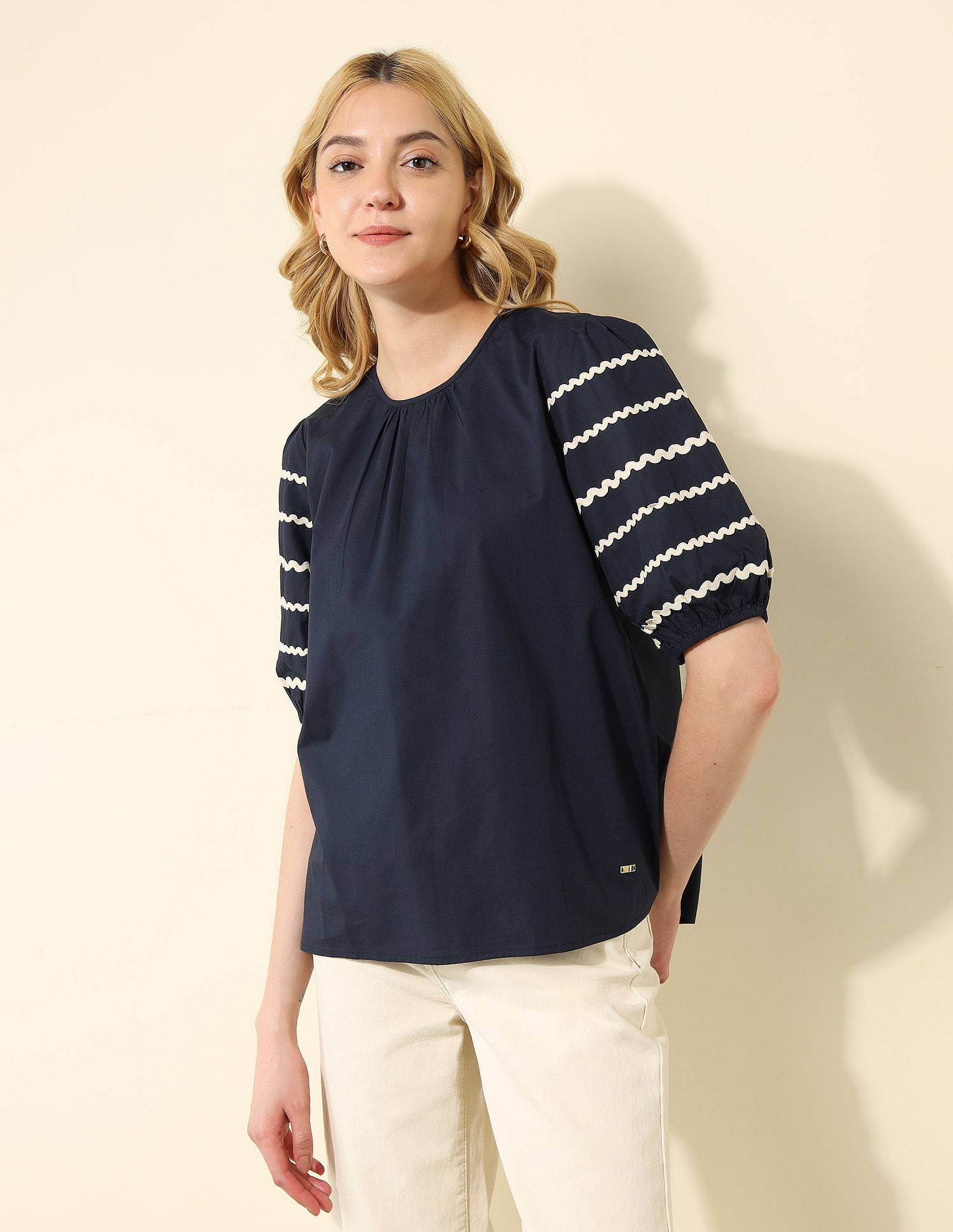 U.S. Polo Assn. Women Ric-Rac Pure Cotton Top
