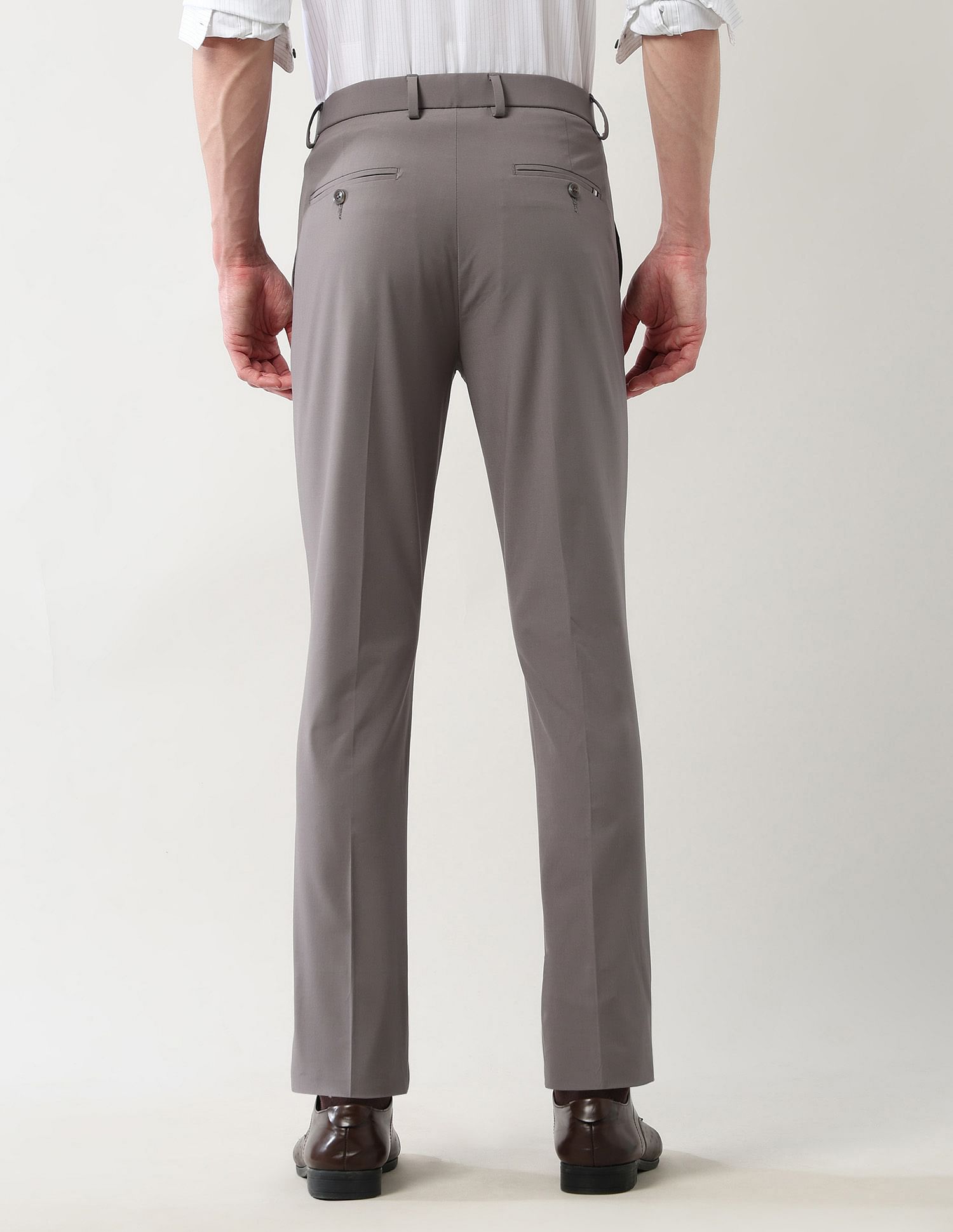 Arrow Newyork Mid Rise Solid Slim Fit Trousers