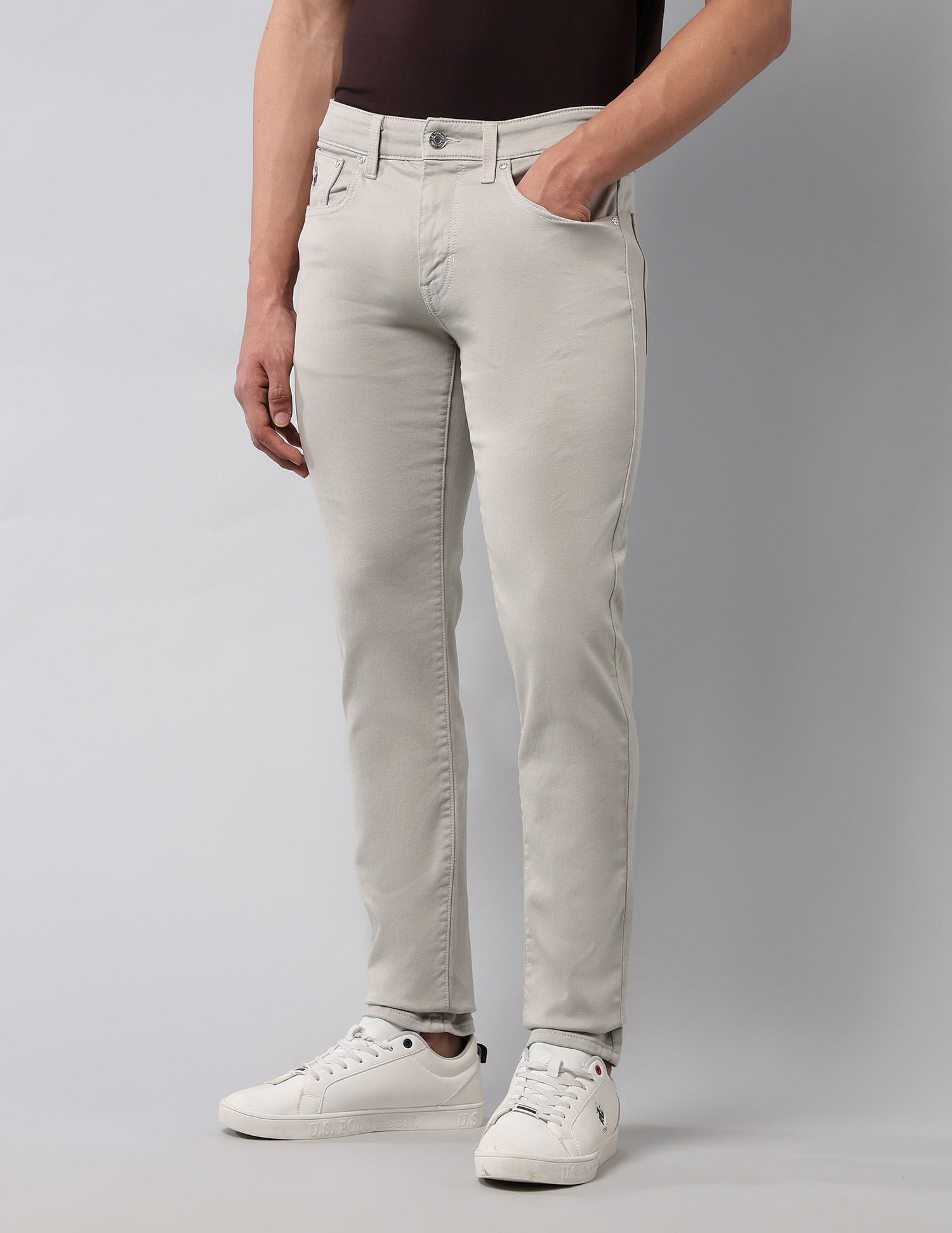 U.S. Polo Assn. Denim Co. Brandon Slim Tapered Fit White Jeans