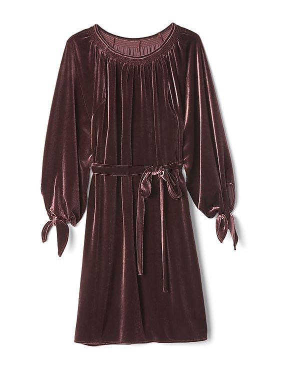 Buy GAP Women Red Velvet Tie-Sleeve Scoop neck Dress
