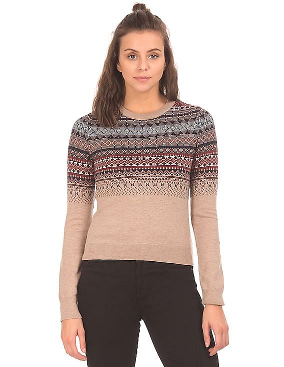 Aeropostale Fair Isle Pattern Round Neck Sweater