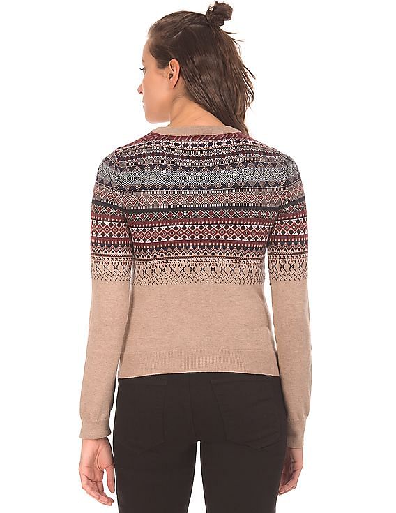 Aeropostale Fair Isle Pattern Round Neck Sweater
