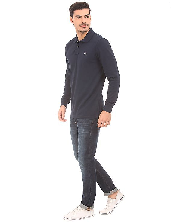 Aeropostale Long Sleeve Pique Polo Shirt
