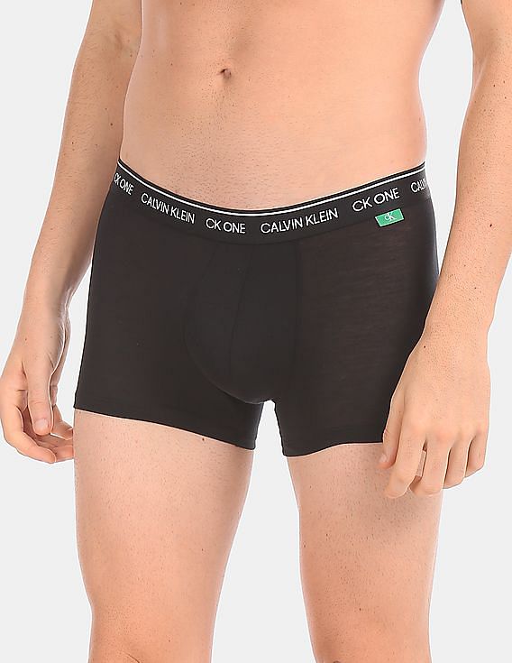 Buy Calvin Klein Underwear Men Black CK One Mid Rise Solid Stretch Trunks 