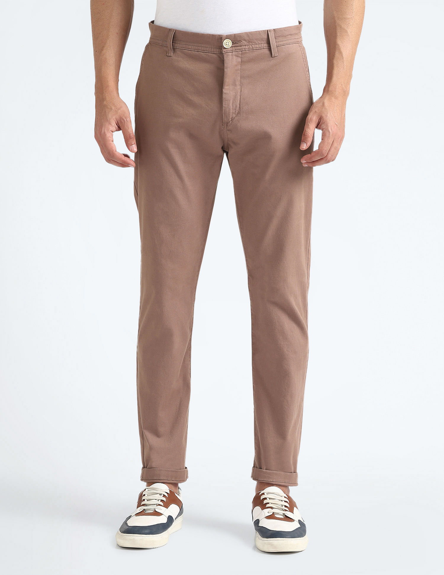 Flying Machine Slash Slim Tapered Fit Solid Chinos