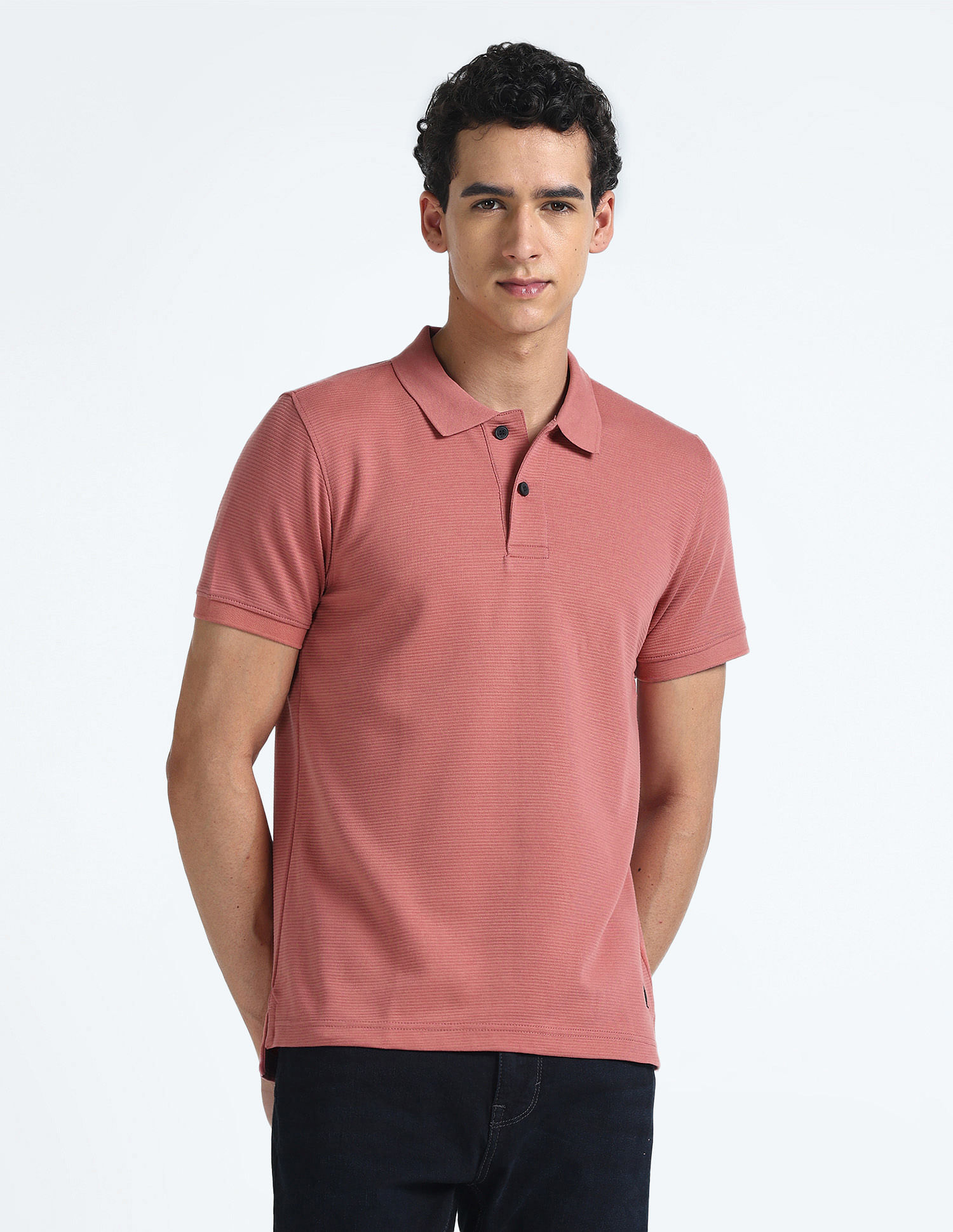 Flying Machine Horizontal Stripe Cotton Polo Shirt