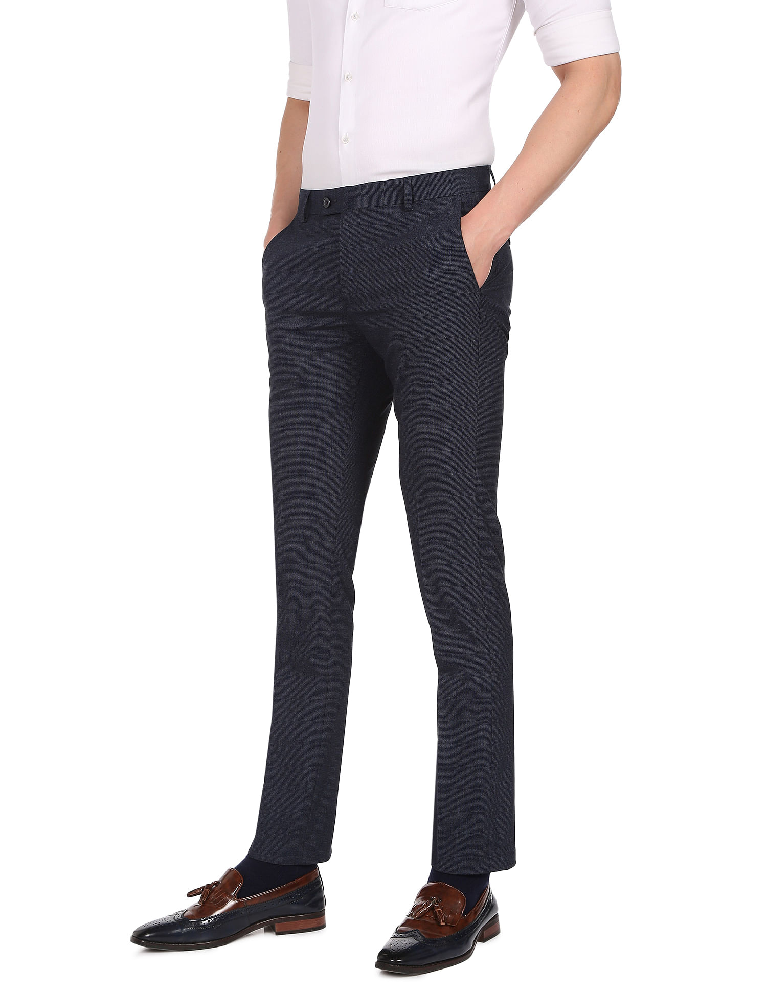Buy Pesado Men Solid Navy Formal Trousers Online at Best Prices in India -  JioMart.