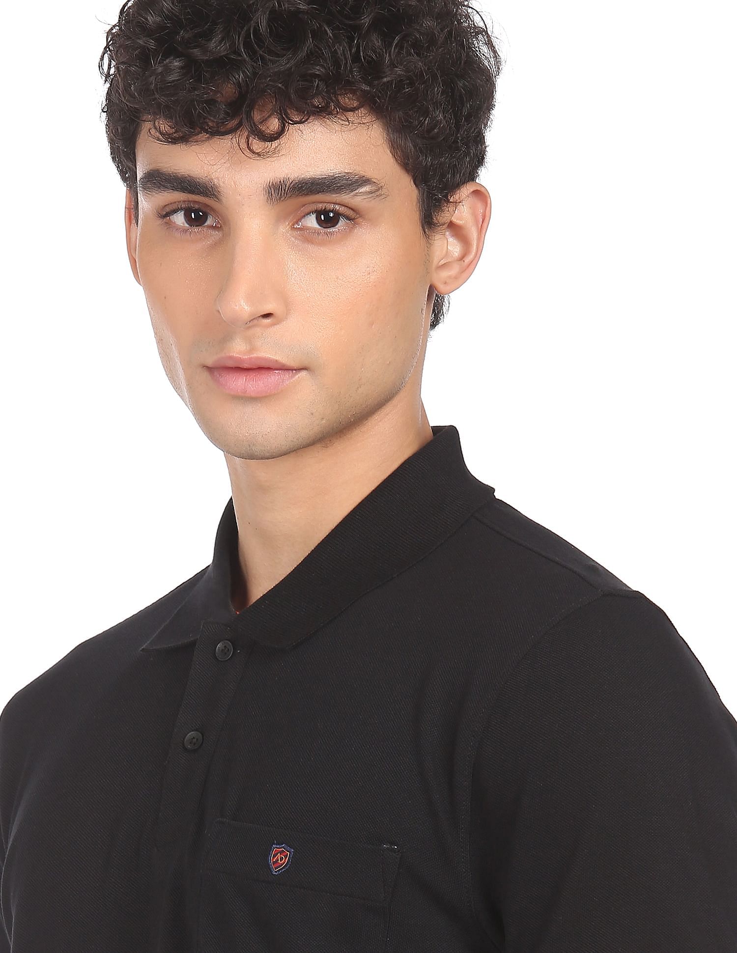AD by Arvind Cotton Solid Polo Shirt