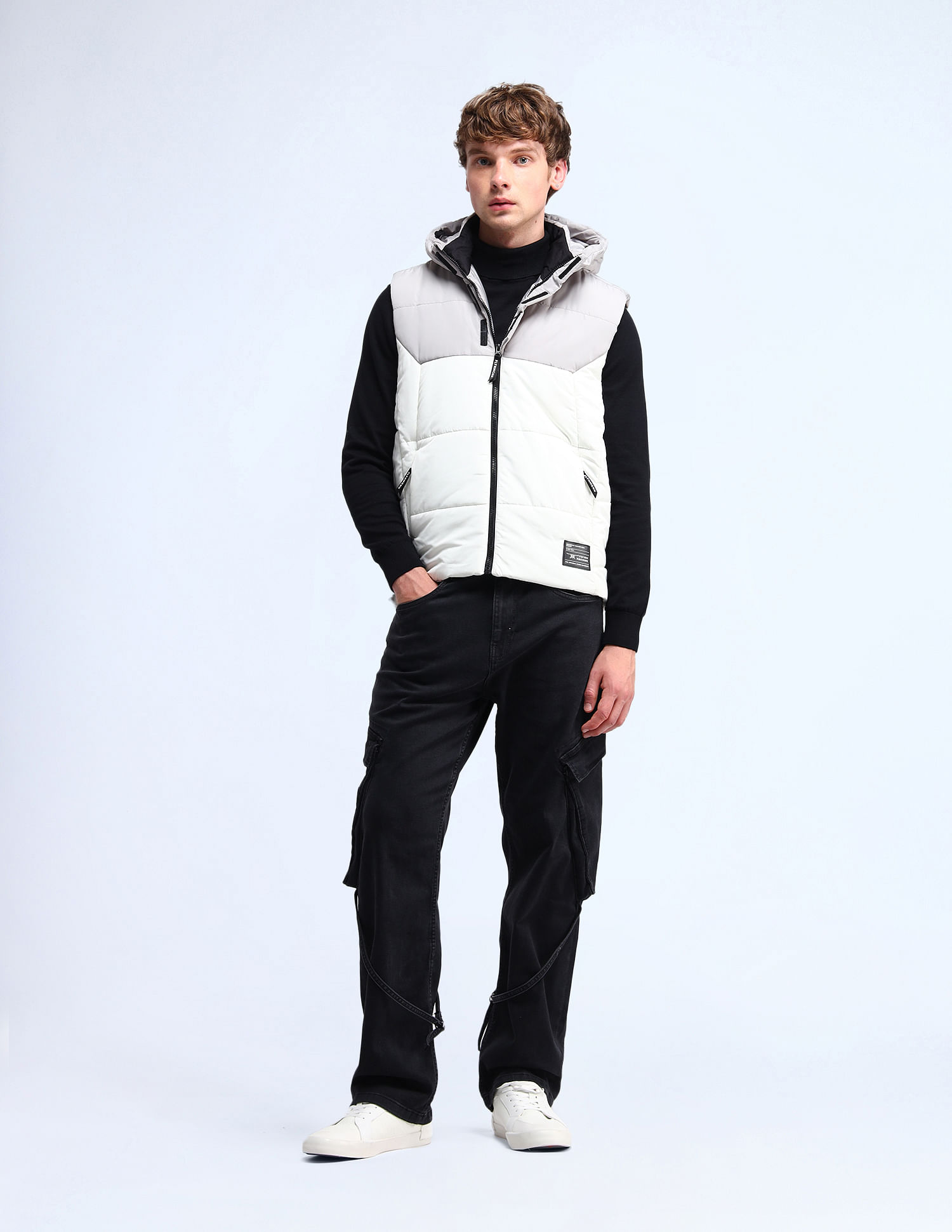 Flying Machine Regular Fit Colourblocked Padded Jacket