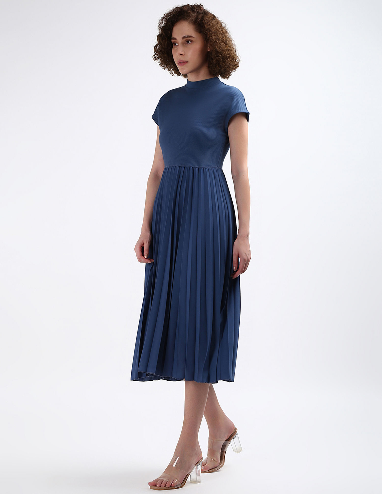 Tommy Hilfiger Ribbed Mock Neck Midi Dress
