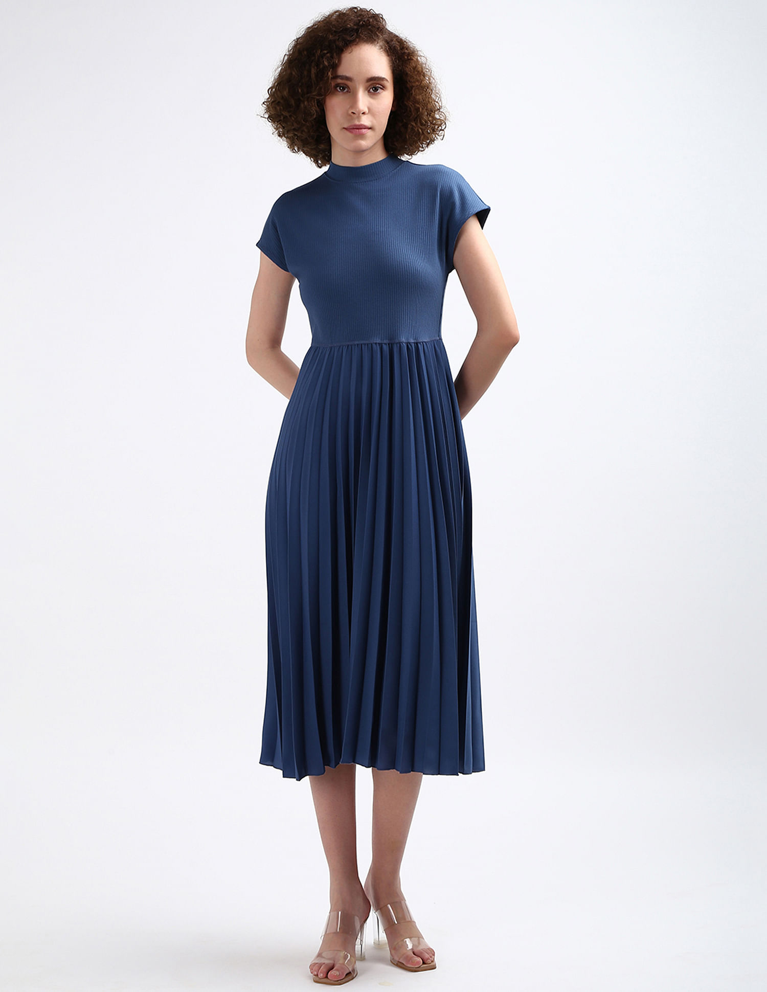 Tommy Hilfiger Ribbed Mock Neck Midi Dress