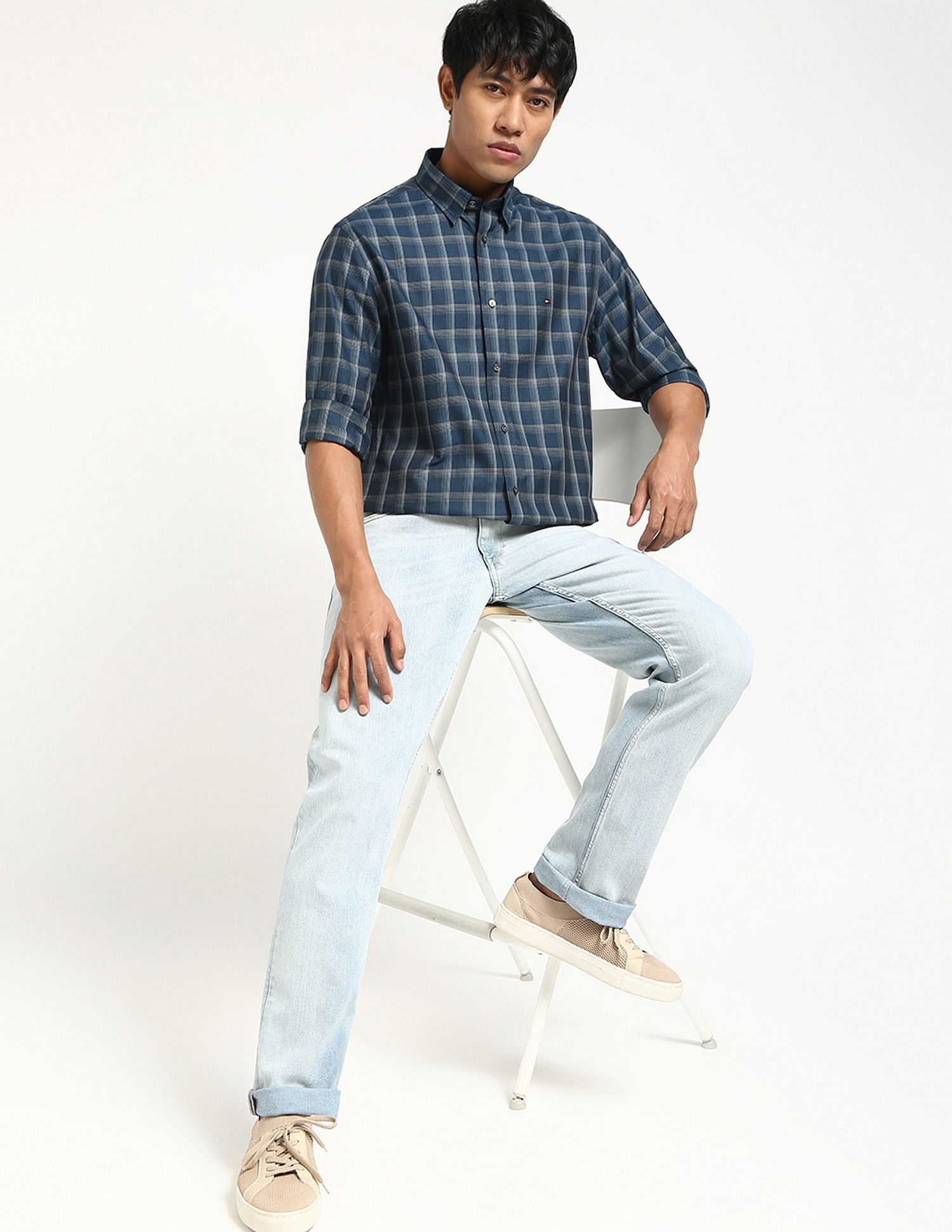 Tommy Hilfiger Checked Regular Fit Plain Woven Shirt
