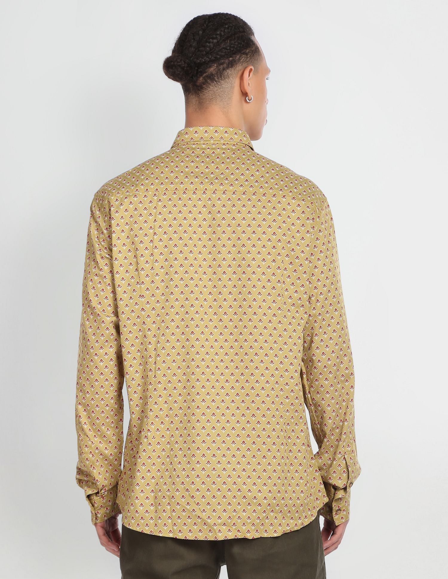 Flying Machine Floral Print Twill Shirt