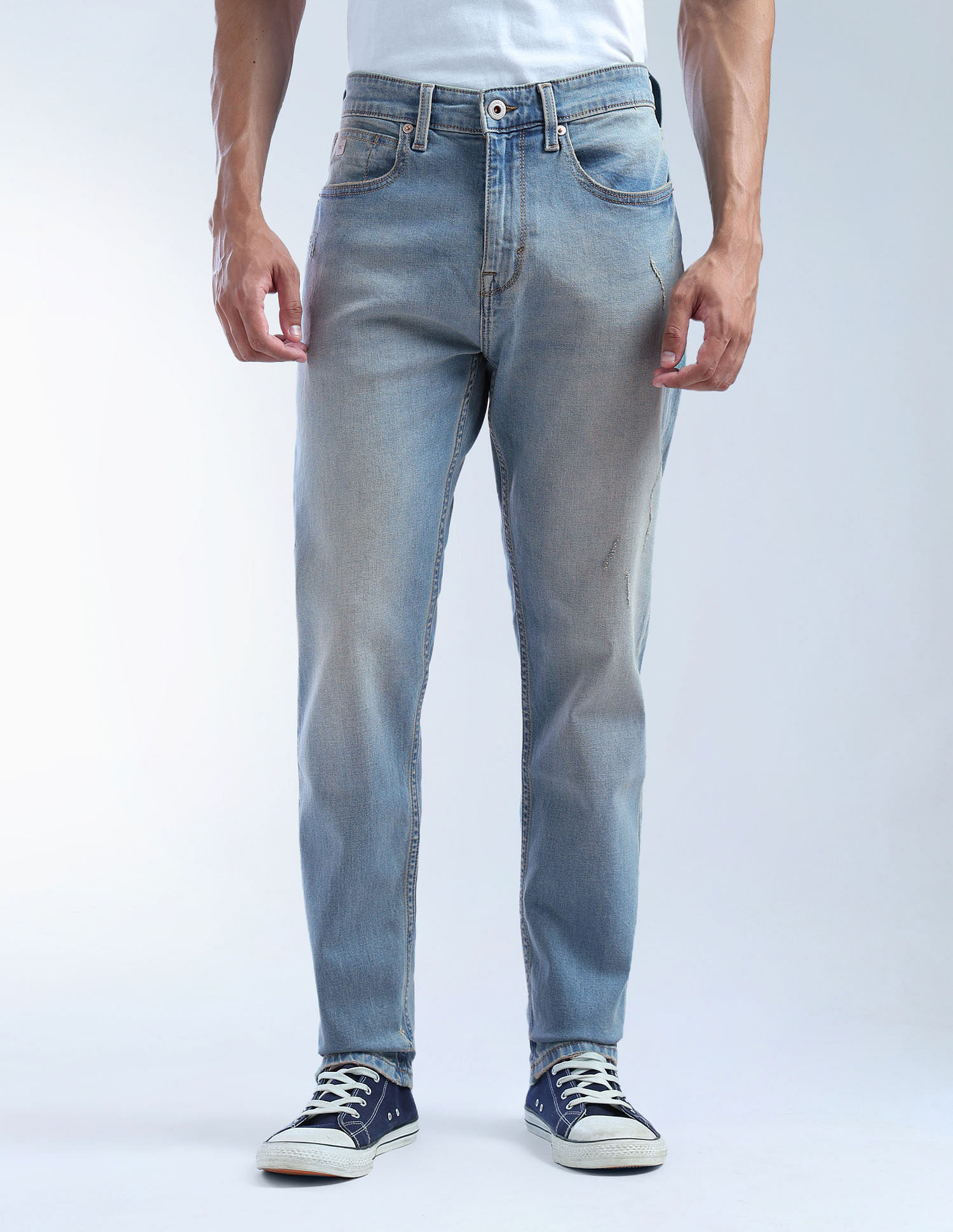 Flying Machine Slash Slim Tapered Fit Stone Washed Jeans