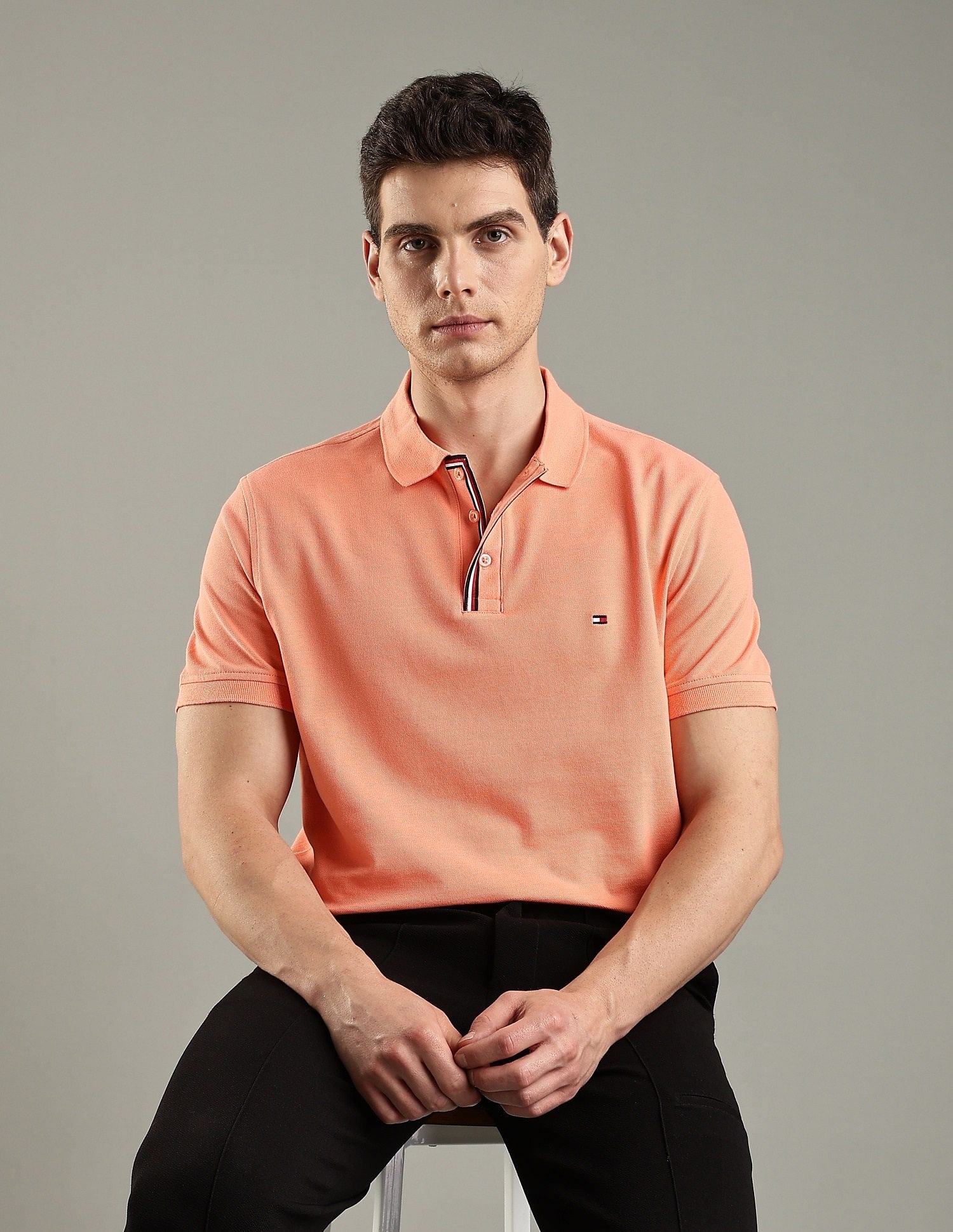 Tommy Hilfiger Solid Regular-Fit Cotton Polo Shirt