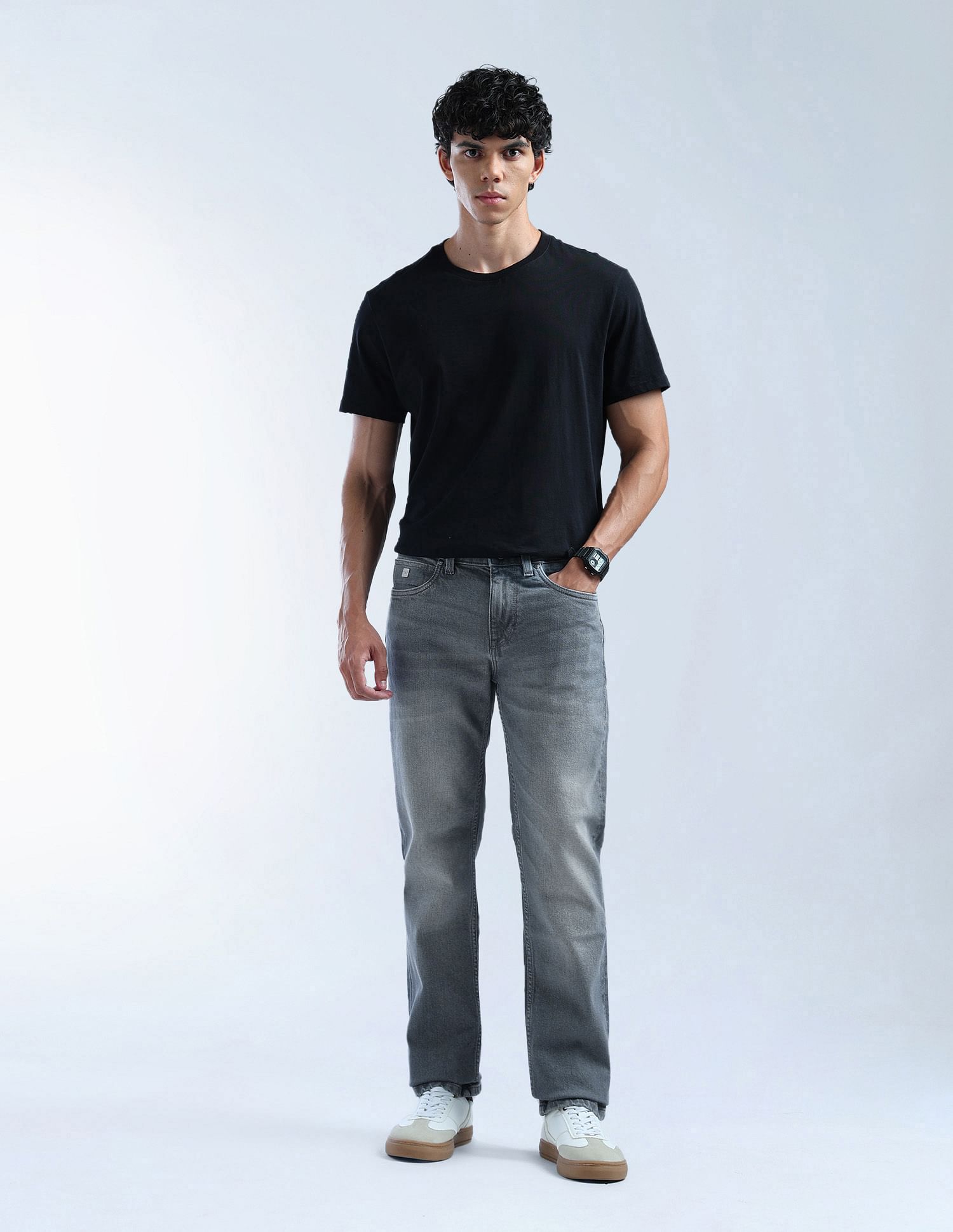 Flying Machine Freddie Slim Straight Fit Whiskered Jeans