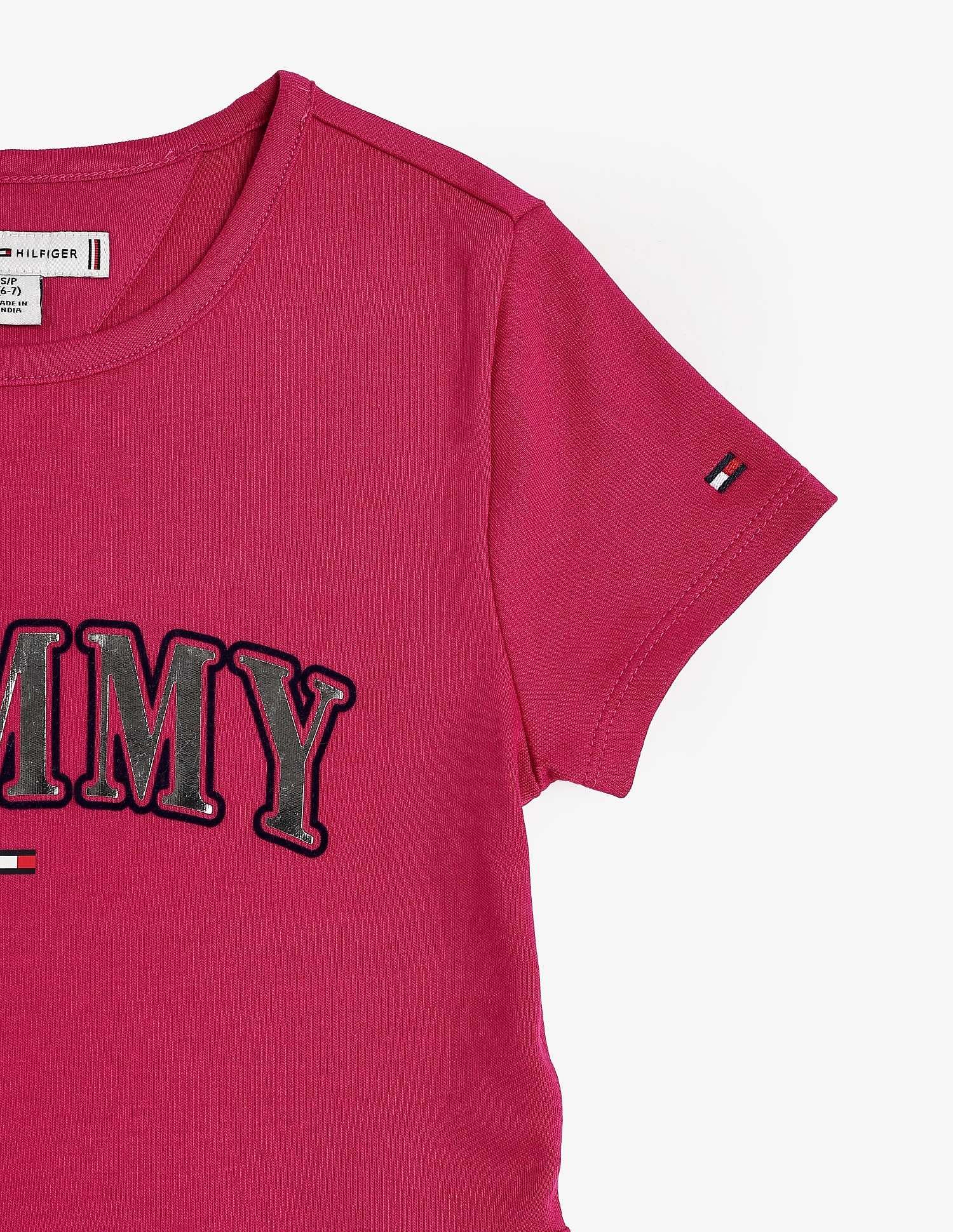 Tommy Hilfiger Kids Girls Cotton Round Neck A-Line Dress
