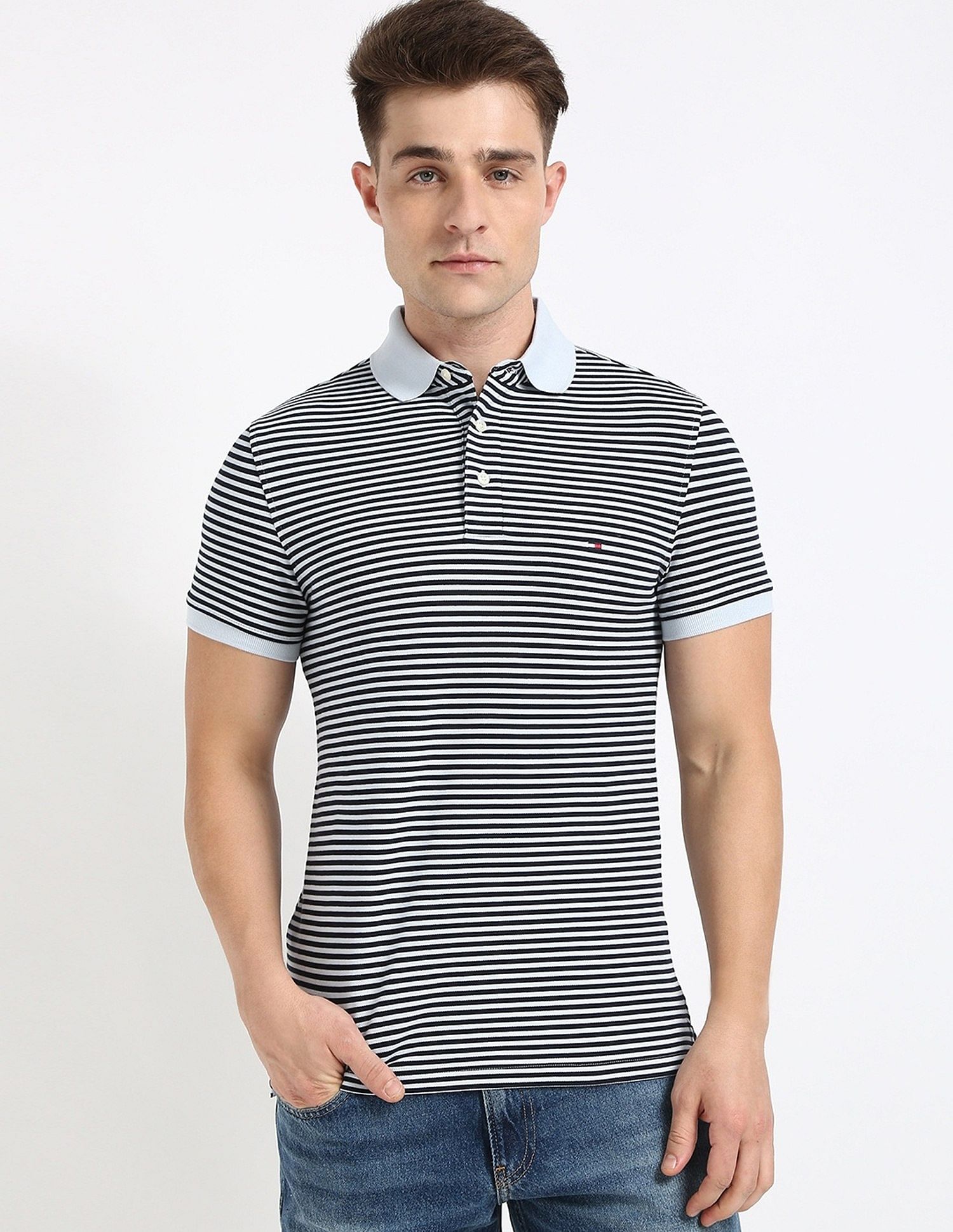 Tommy Hilfiger Striped Slim-Fit Cotton Polo Shirt