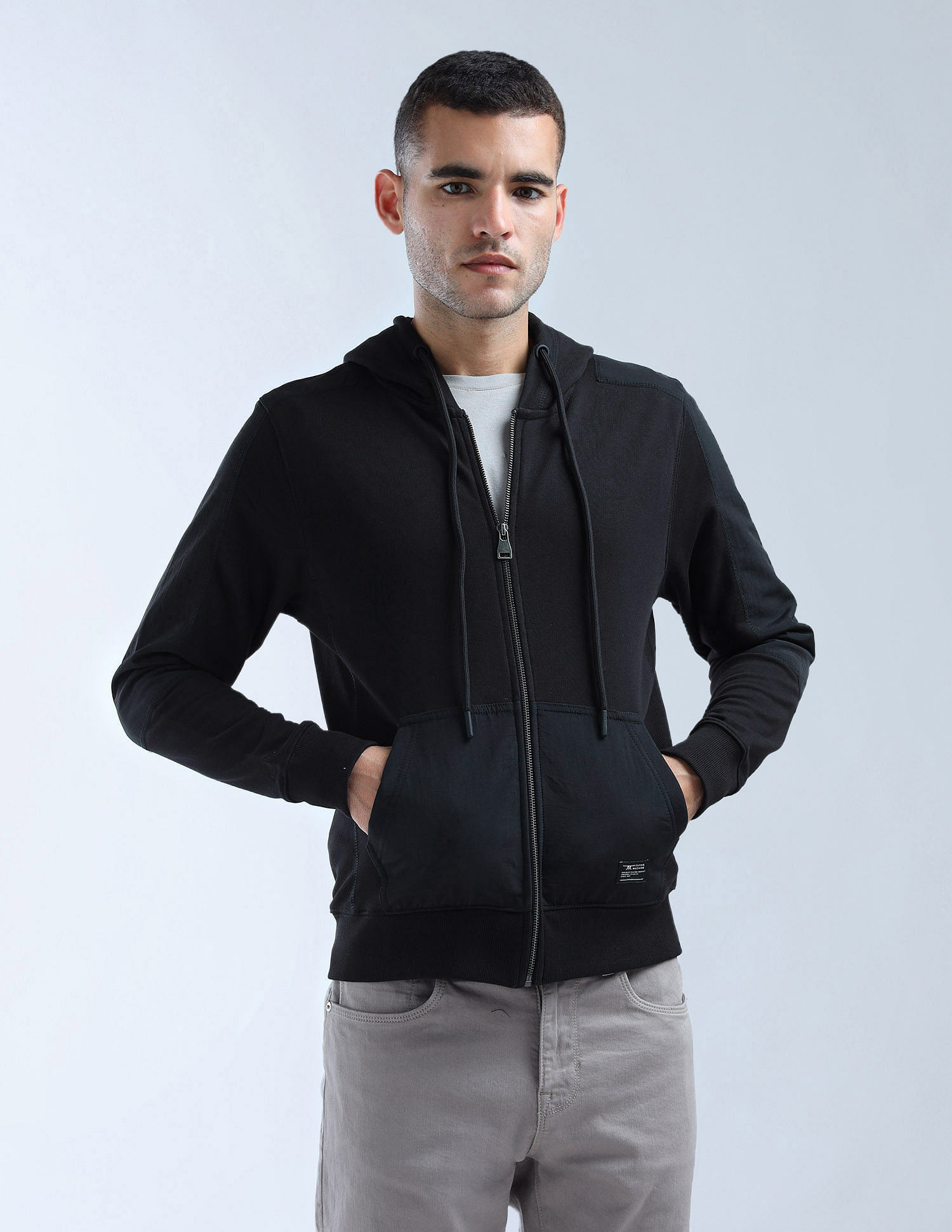 Flying Machine Hooded Solid Sweatshirt