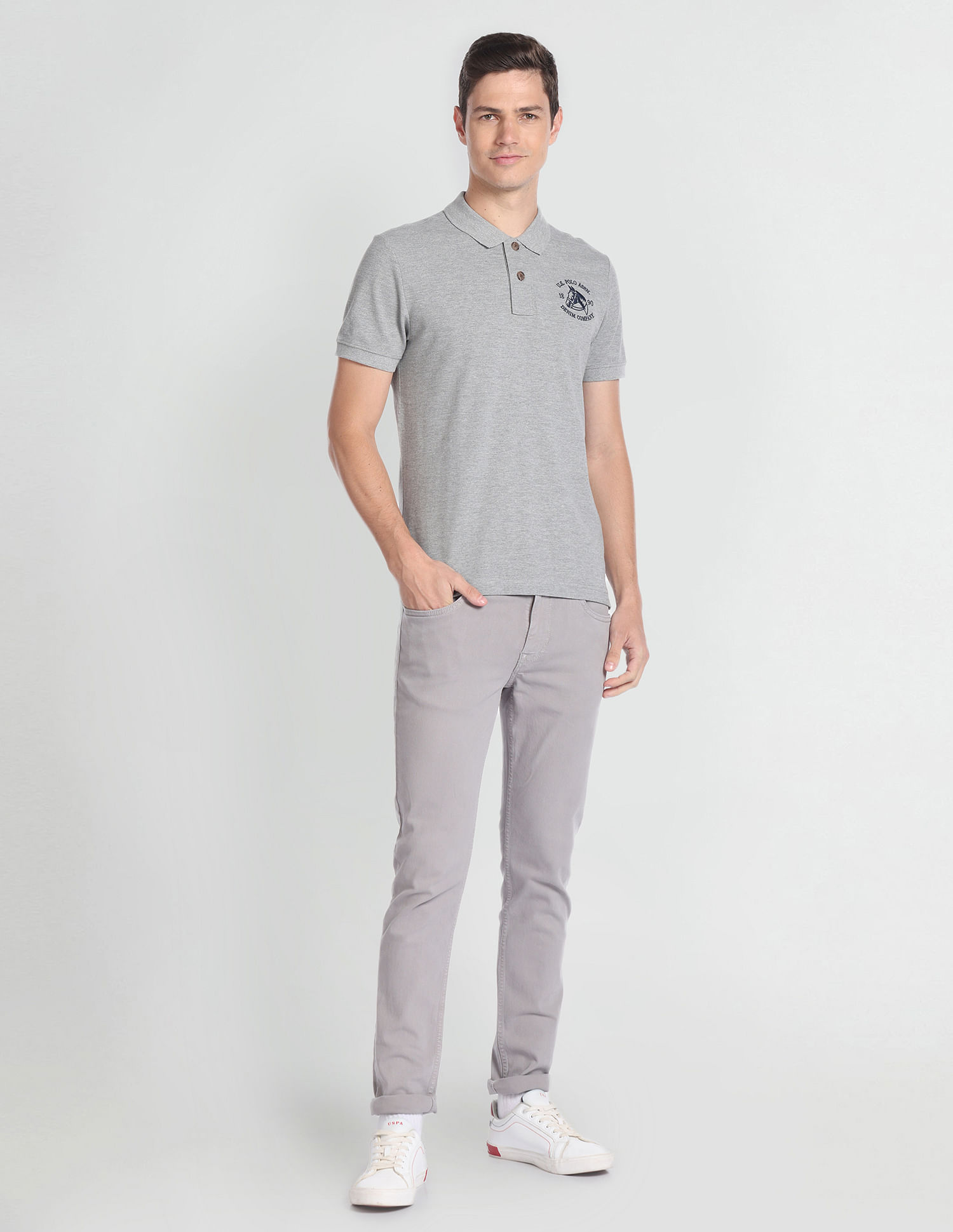 U.S. Polo Assn. Denim Co. Solid Muscle Fit Polo Shirt