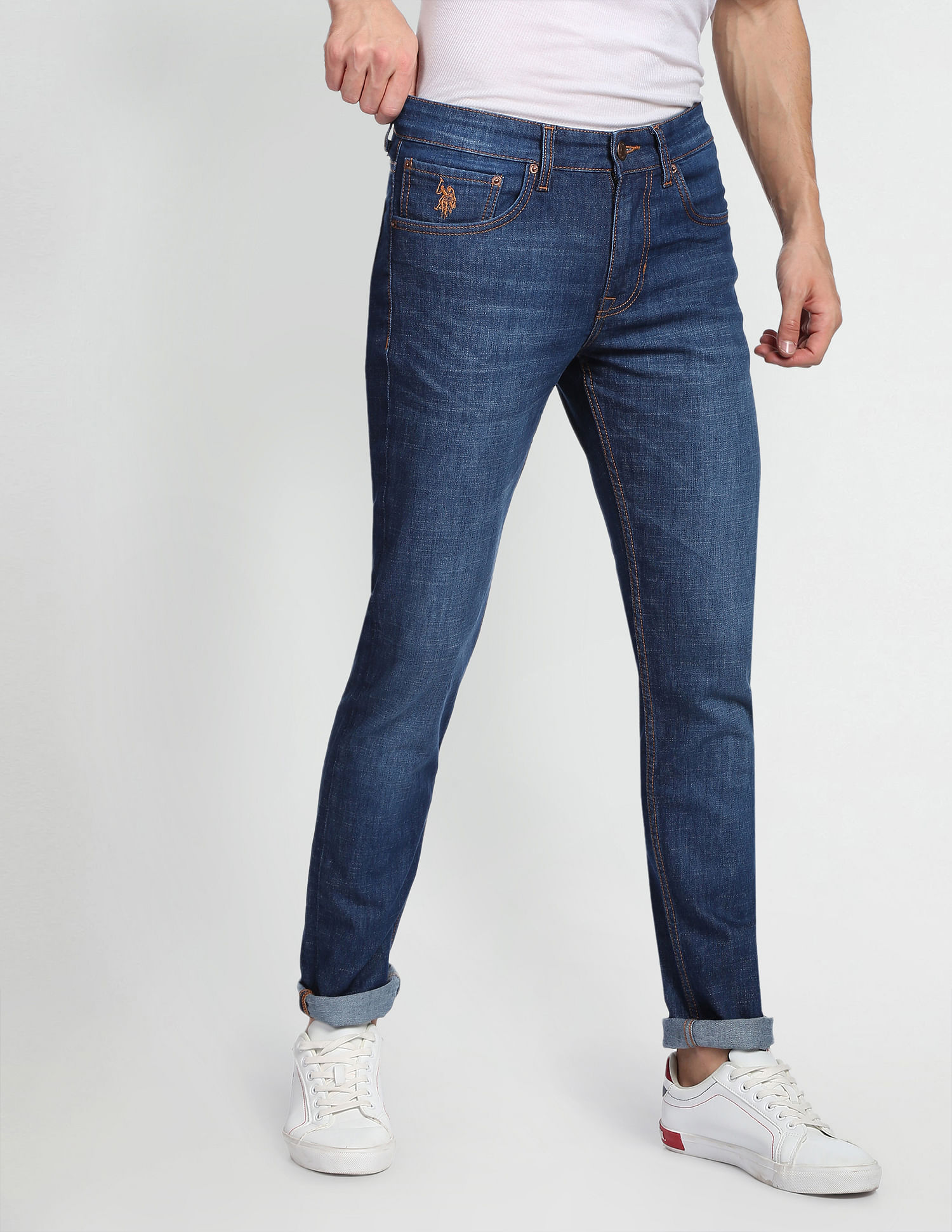 Buy U S Polo Assn Denim Co Men Blue Skinny Fit Light Fade Stretchable Jeans  - Jeans for Men 19022510 | Myntra