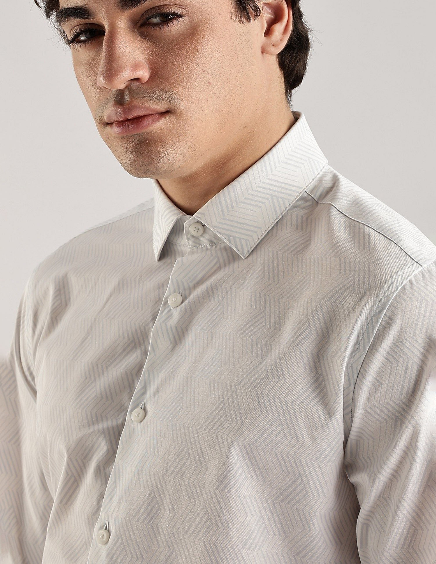 Calvin Klein Jeans Geometric Slim Fit Dobby Woven Shirt