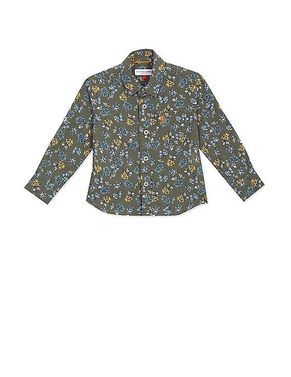 U.S. Polo Assn. Kids Boys Spread Collar Printed Shirt