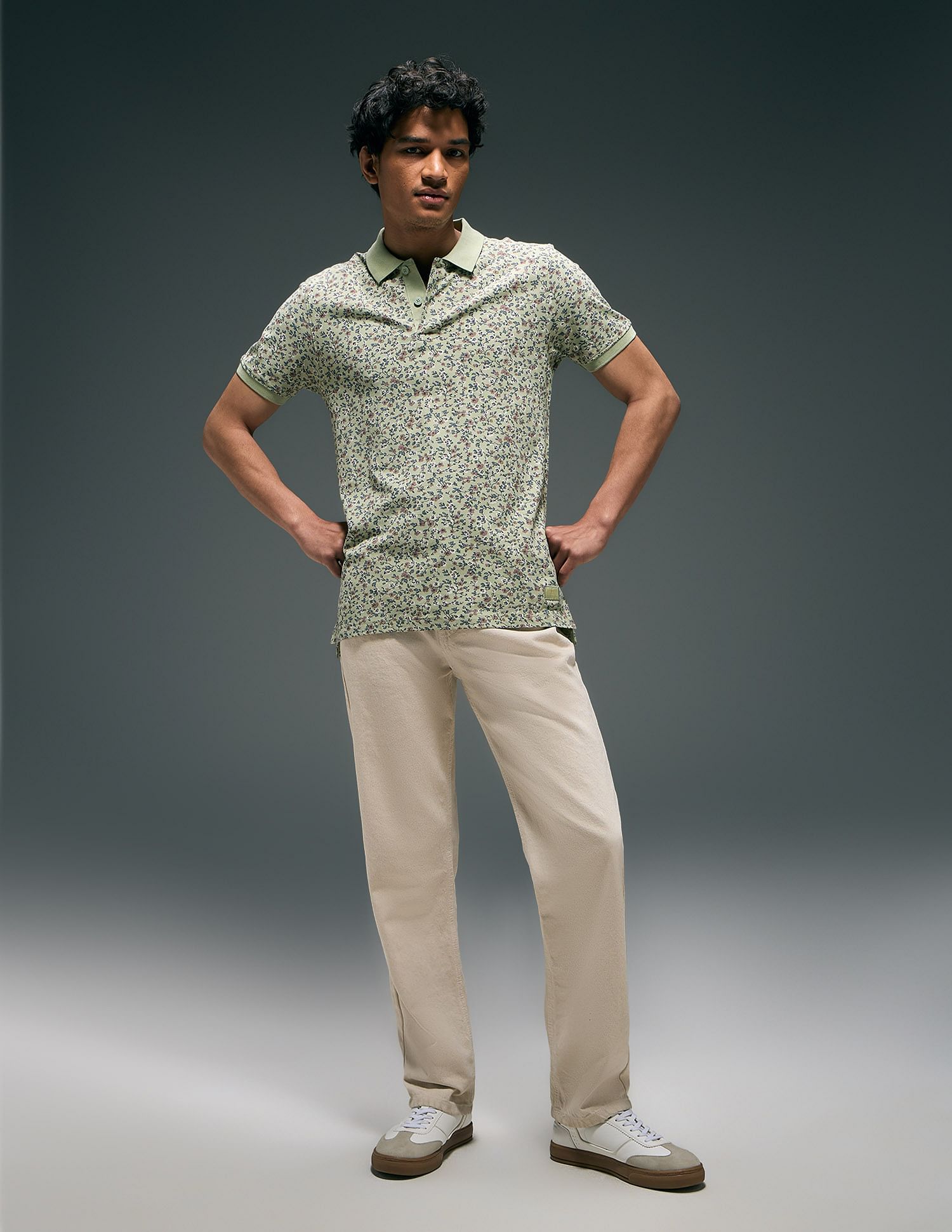 Flying Machine All Over Printed Regular Fit Polo Shirt