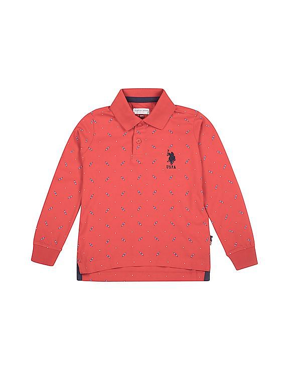 U.S. Polo Assn. Kids Boys Long Sleeve Printed Polo Shirt