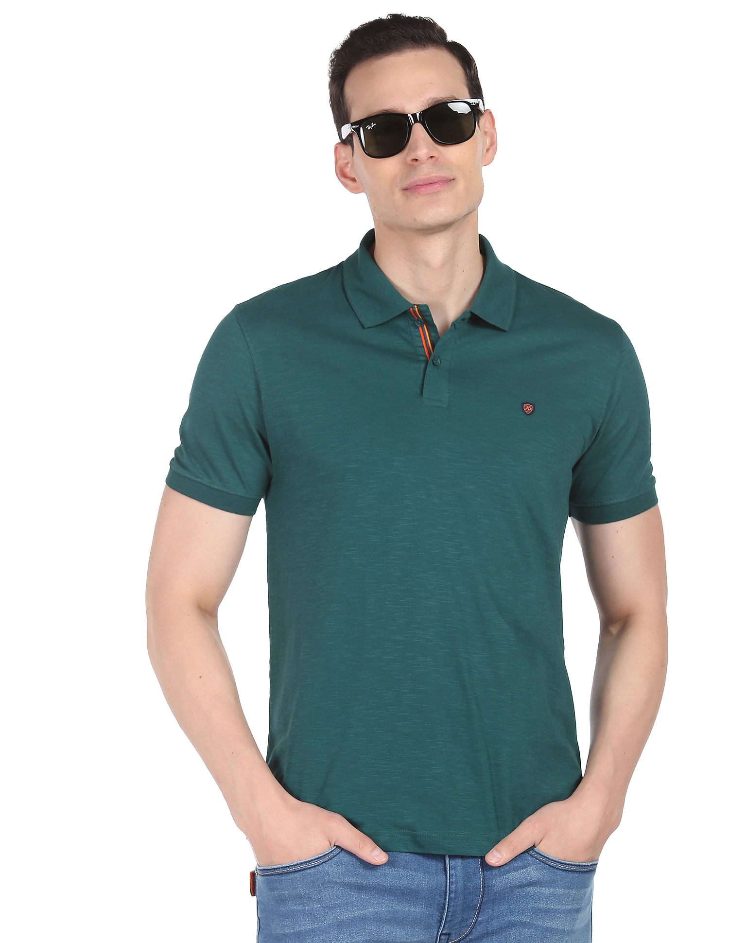 AD by Arvind Modern Jersey Slub Polo Shirt