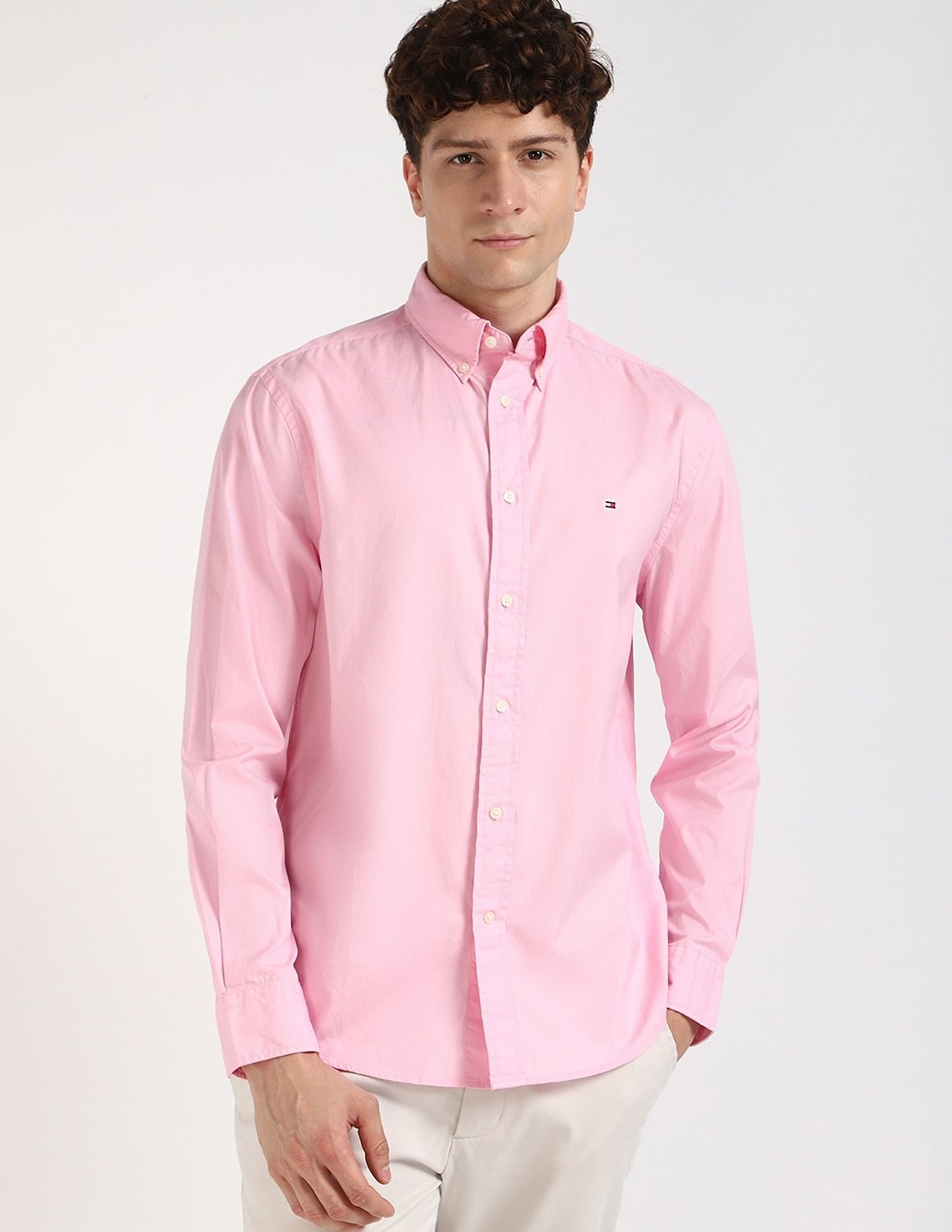 Tommy Hilfiger Solid Regular-Fit Cotton Shirt