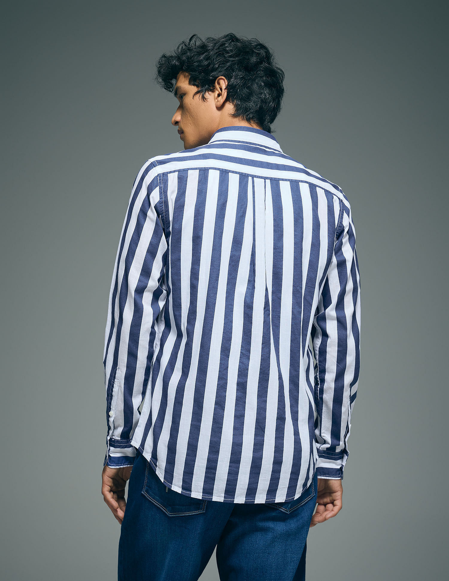 Flying Machine Vertical Stripe Pure Cotton Shirt