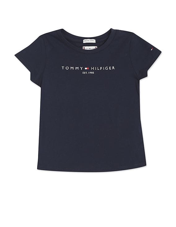 Buy Tommy Hilfiger Kids Girls Navy Round Neck Printed T Shirt