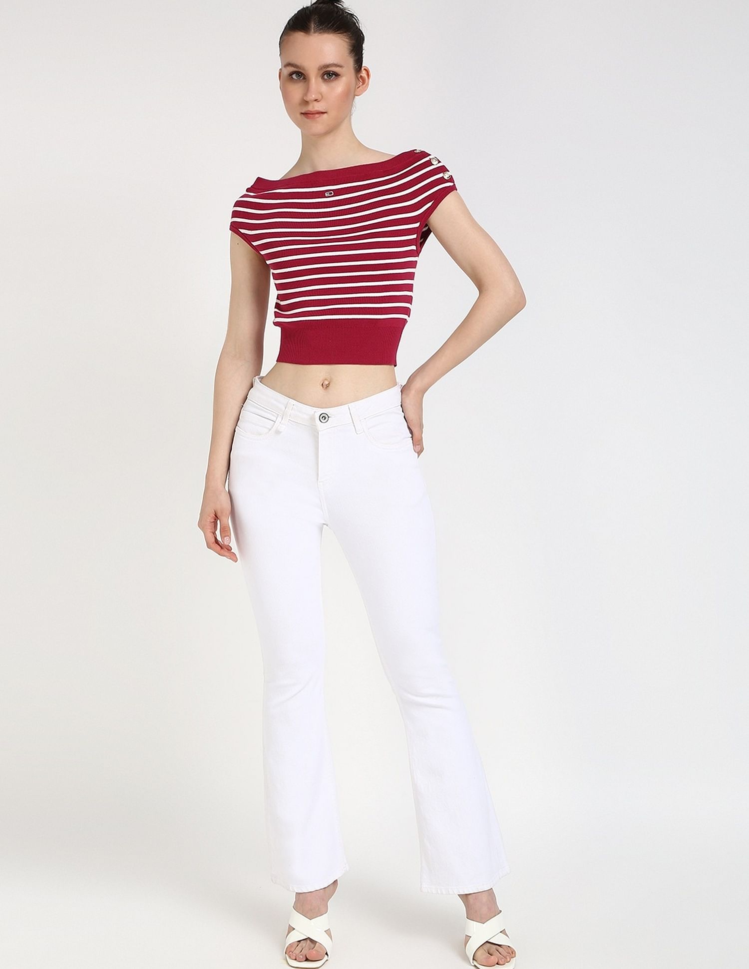 Tommy Hilfiger Slim-Fit Cotton Boat Neck Crop Top