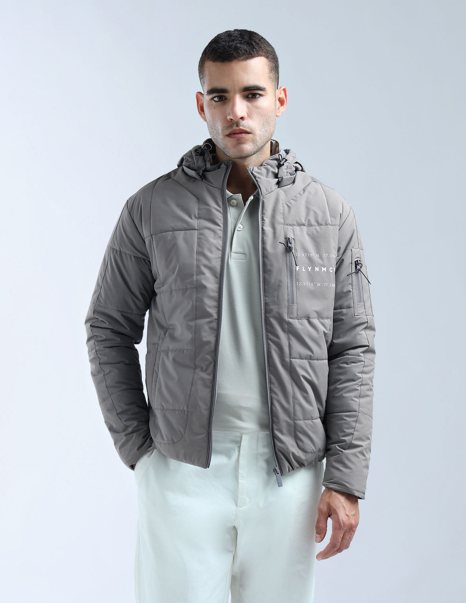 Flying Machine Solid Regular Fit Puffer Jacket