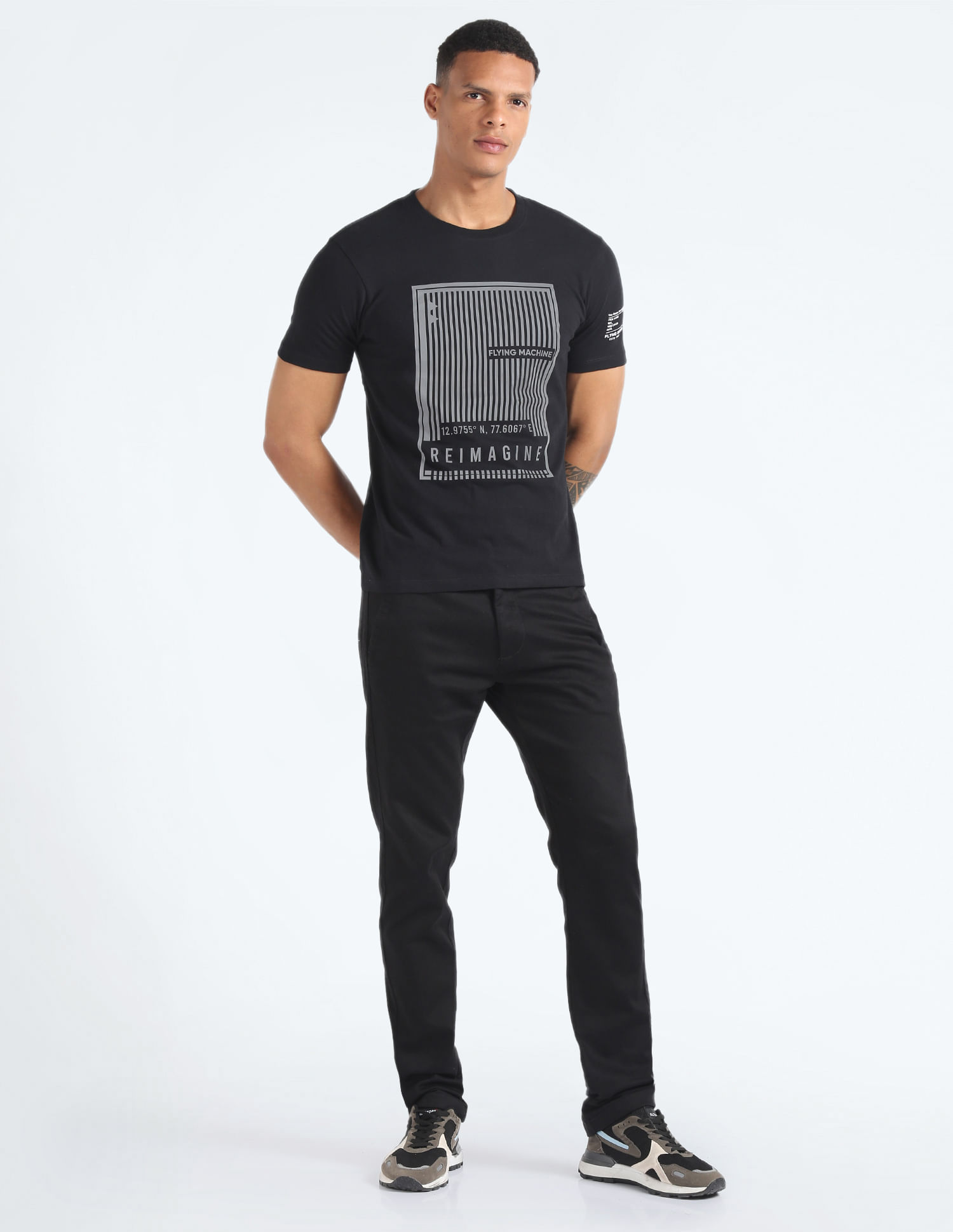Flying Machine Graphic Print Slim Cotton T-Shirt
